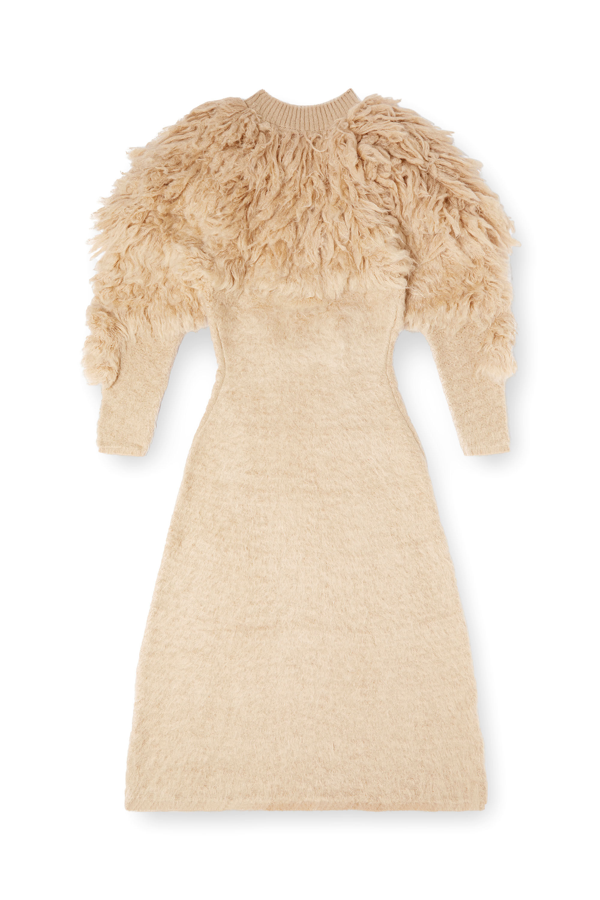 Diesel - M-PACE, Vestido de cuello alto en mohair peludo Mujer in Beige - 2