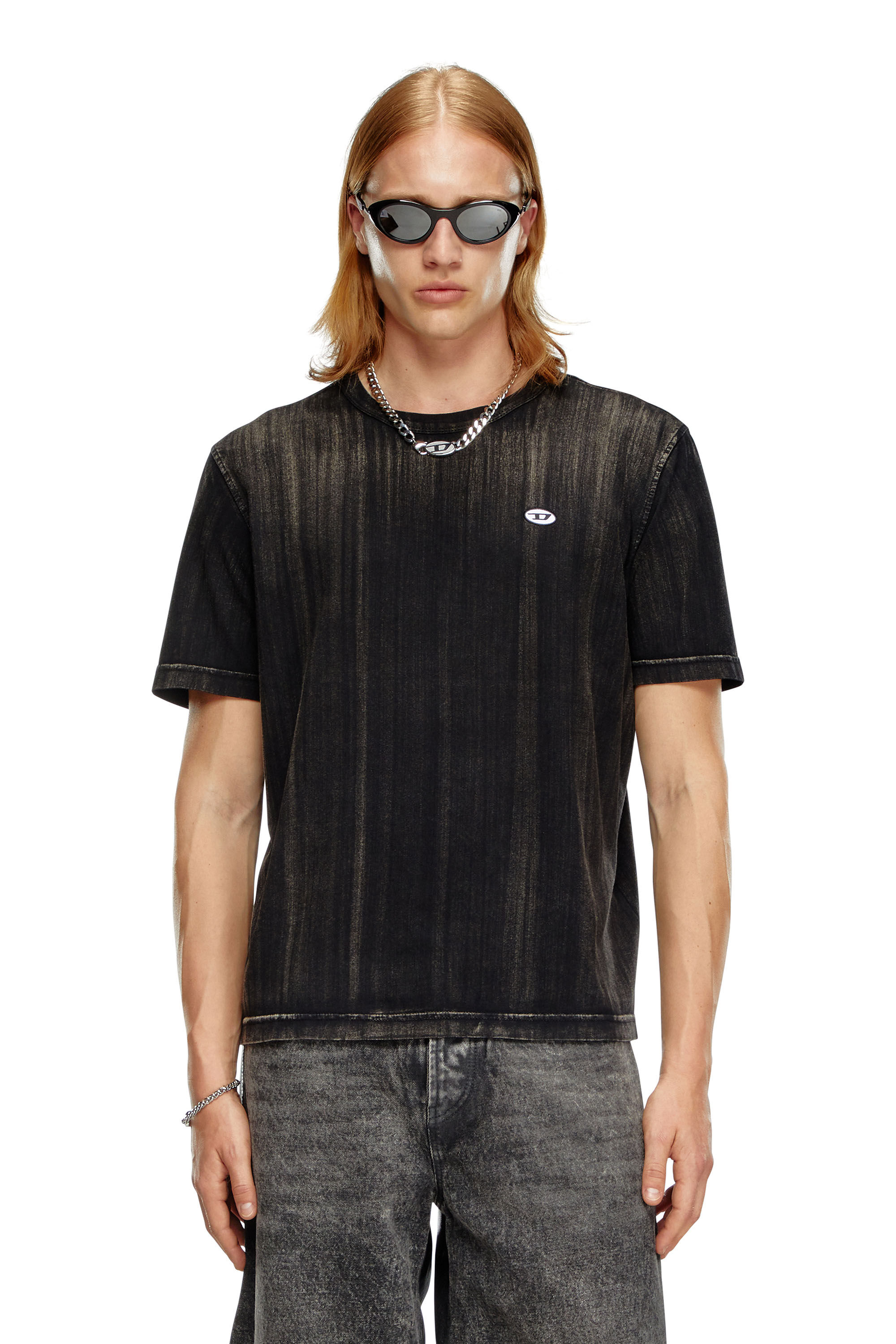 Diesel - T-ADJUST-K8, Camiseta con desteñido a pinceladas Hombre in Negro - 3