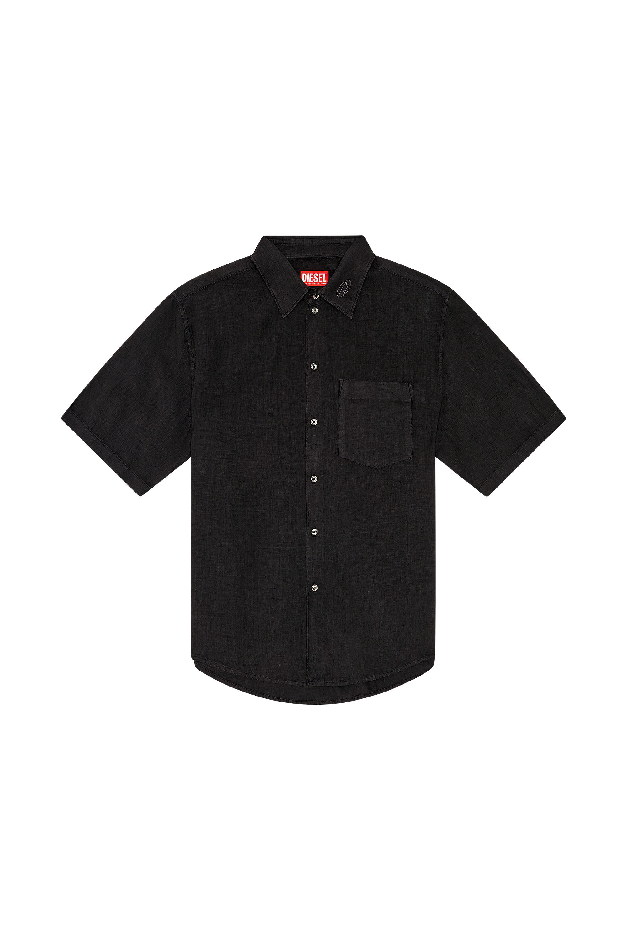 Men's Short-sleeve linen shirt | Black | Diesel