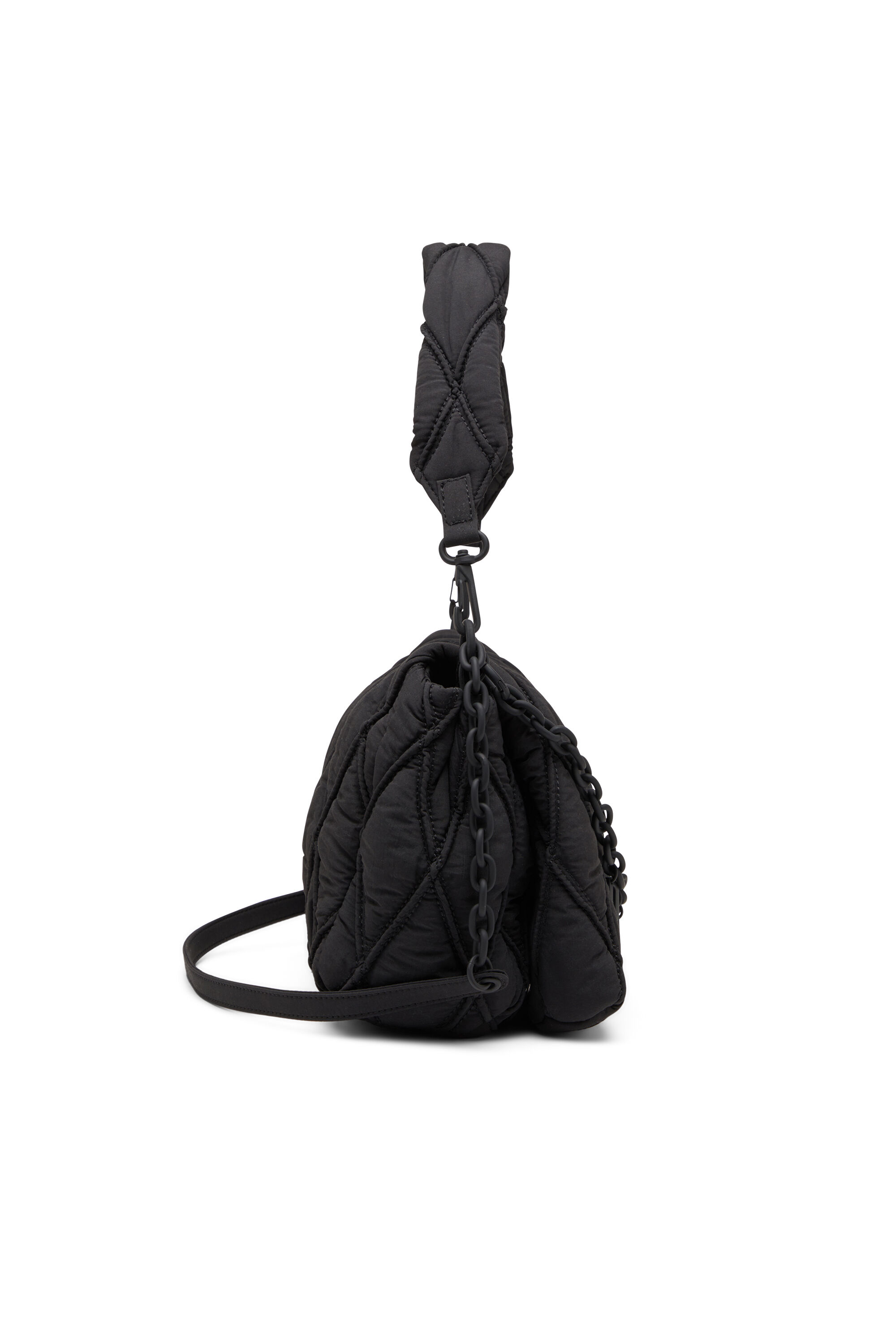 Diesel - CHARM-D SHOULDER M, Charm-D-M-Bolso de hombro de nailon acolchado Mujer in Negro - 4