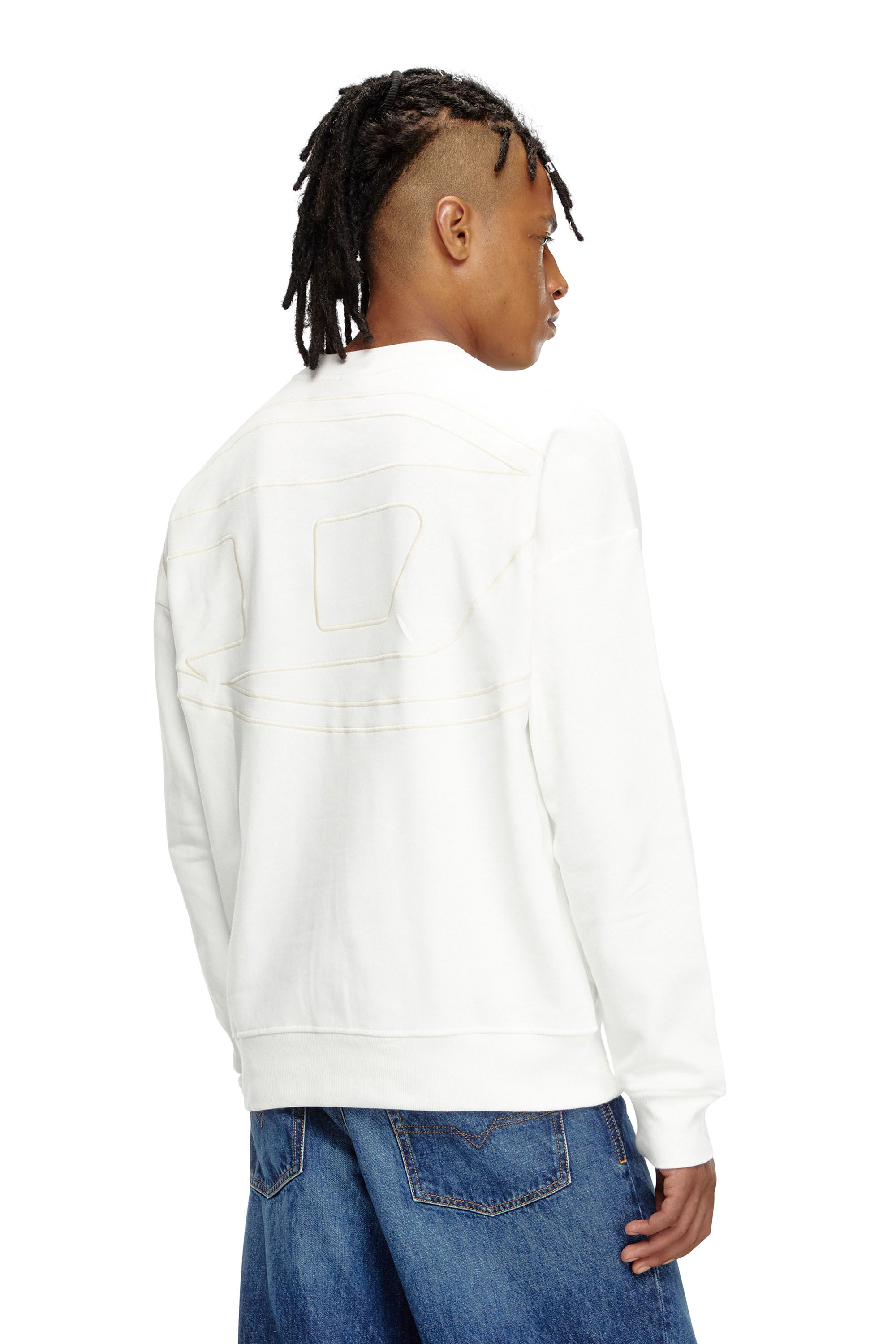 Diesel - S-ROB-MEGOVAL, Man's Sweatshirt with back maxi D logo in White - 3