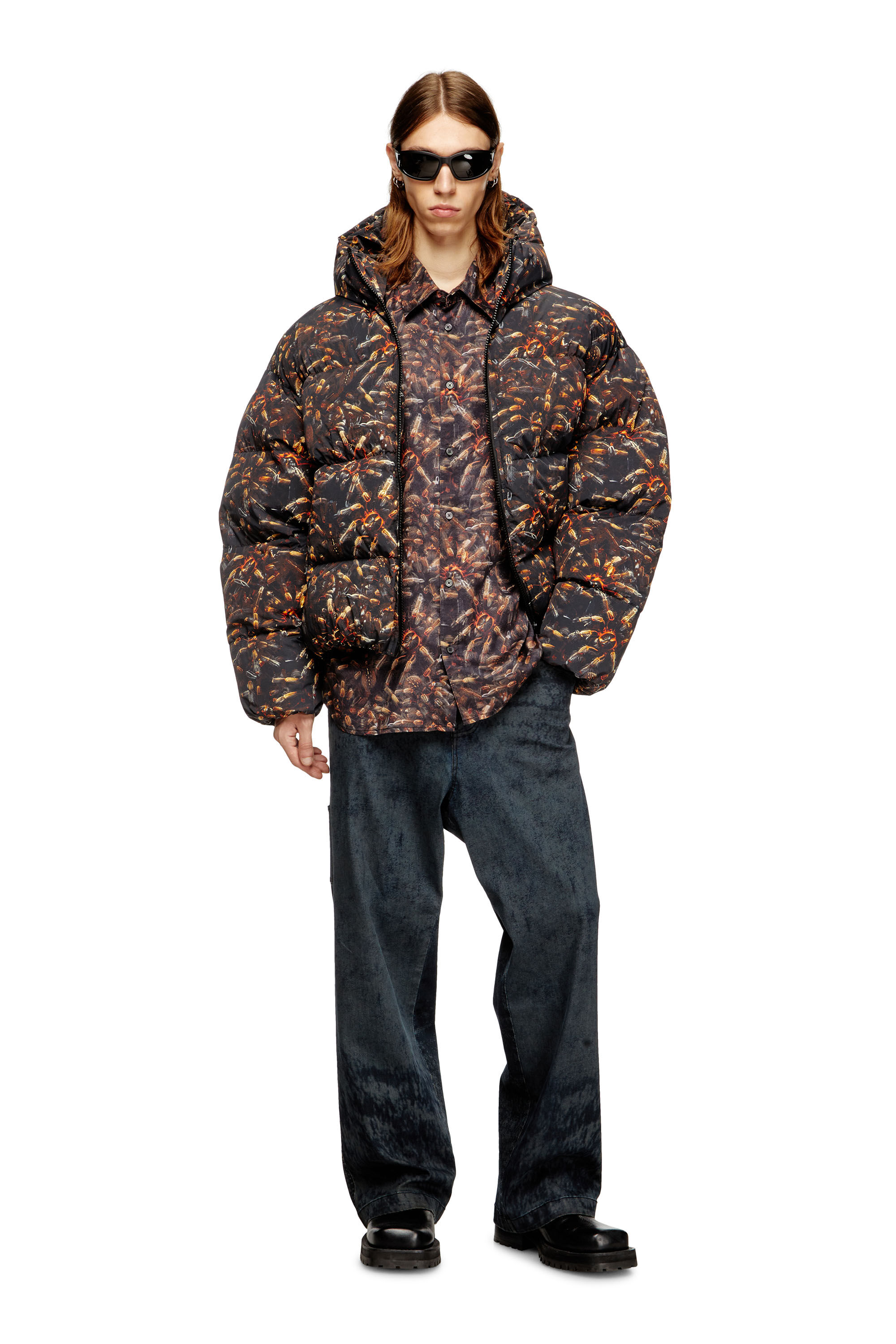 Diesel - S-SIMPLY-SPIDER-PJBK, Camisa de lyocell con estampado integral Hombre in ToBeDefined - 1