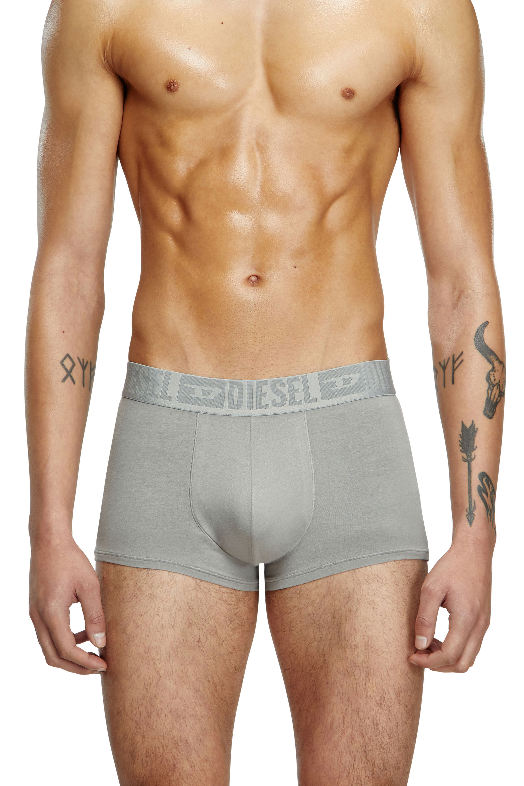 Diesel - BENJAMIN-D-MONO-3PACK, Man's Three-pack plain boxer briefs in Grey/Black - 1