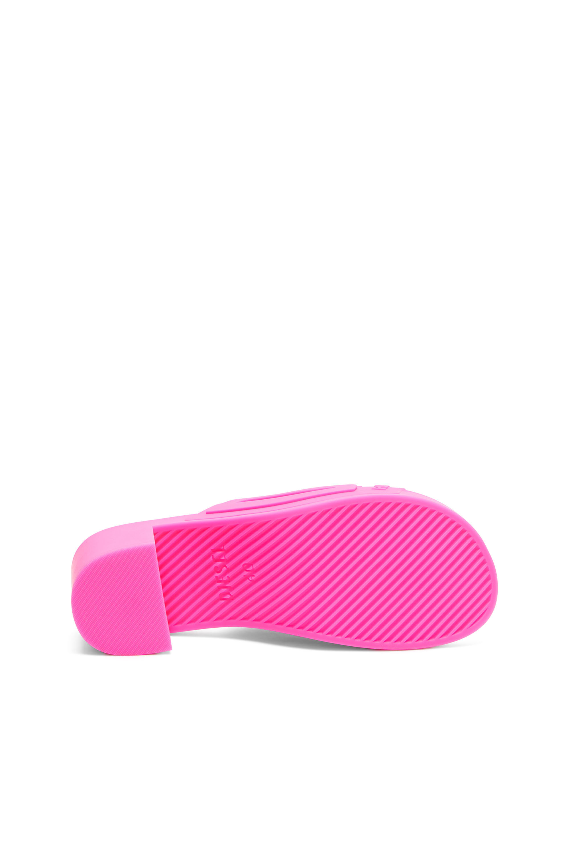 Diesel - SA-PAMELA H, Woman's Sa-Pamela H - Heeled neon rubber pool slides in Pink Fluo - 5