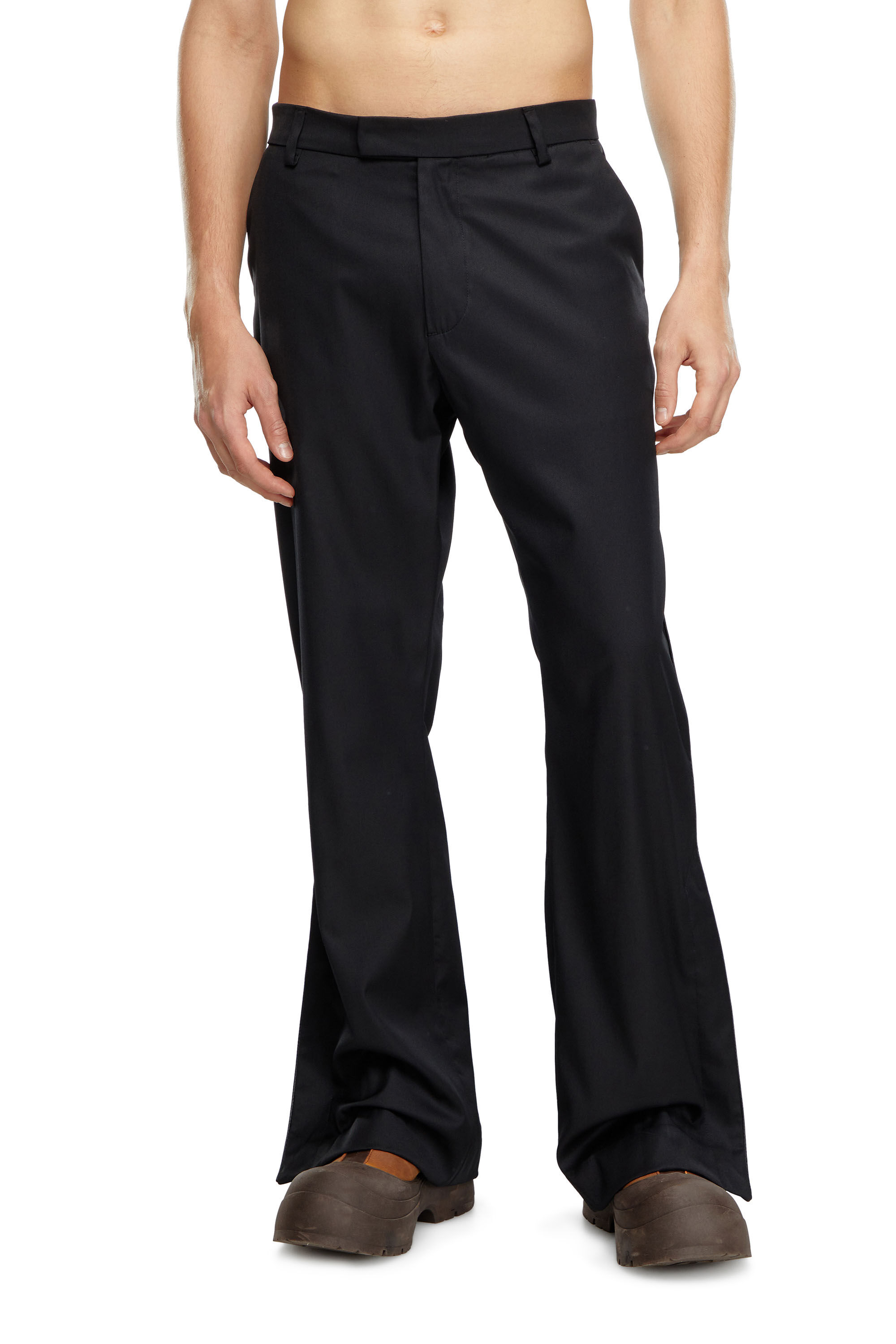 Diesel - P-AMMIR, Hombre Pantalones de lana y nailon con aberturas laterales in Negro - Image 3