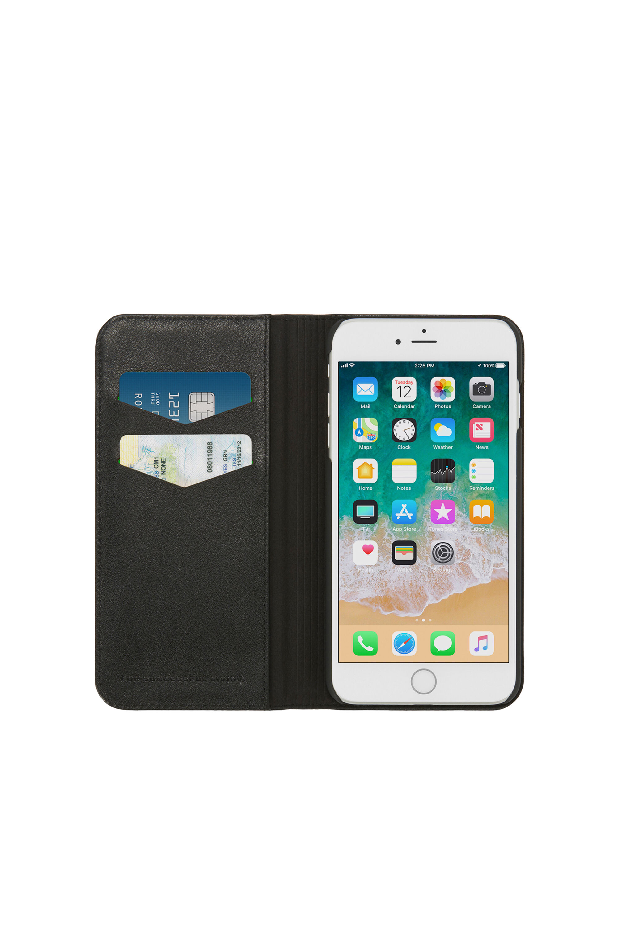 Diesel - SLIM LEATHER FOLIO IPHONE 8/7, Unisex's Slim leather folio with logo,  iPhone 8/7 in Black - 4