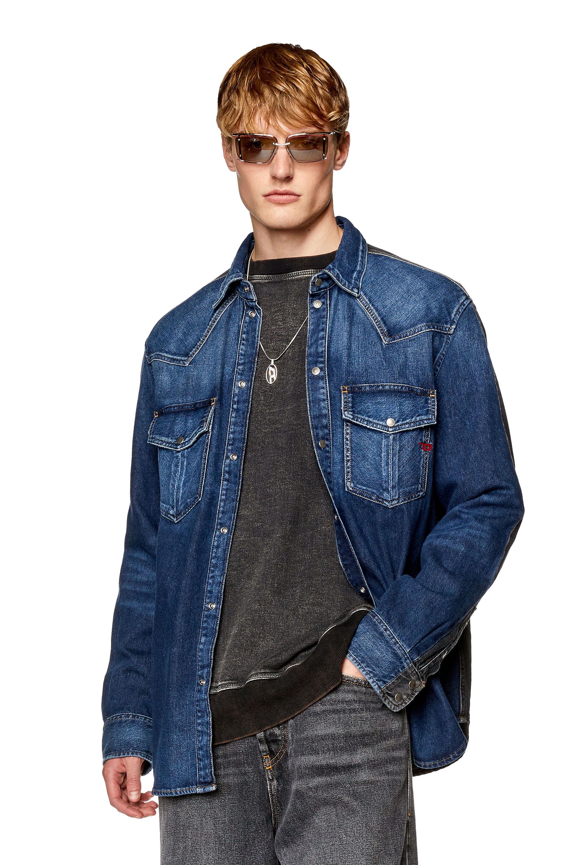 Men's Western shirt in two-tone denim | D-OCEAN-S Diesel