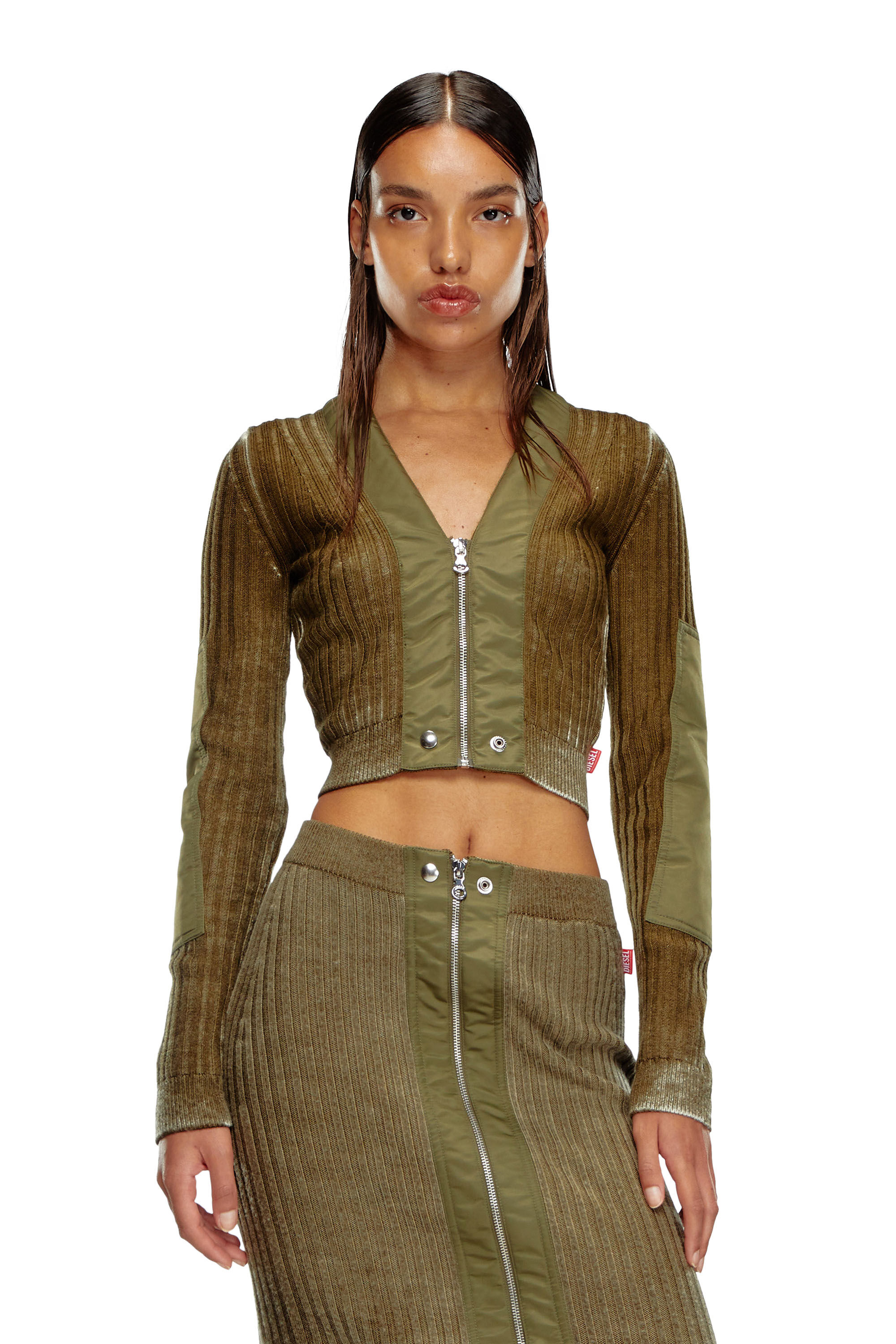 ル 年末のプロモーション trims nylon with cardigan wool Cropped Women's | Diesel | Green トップス