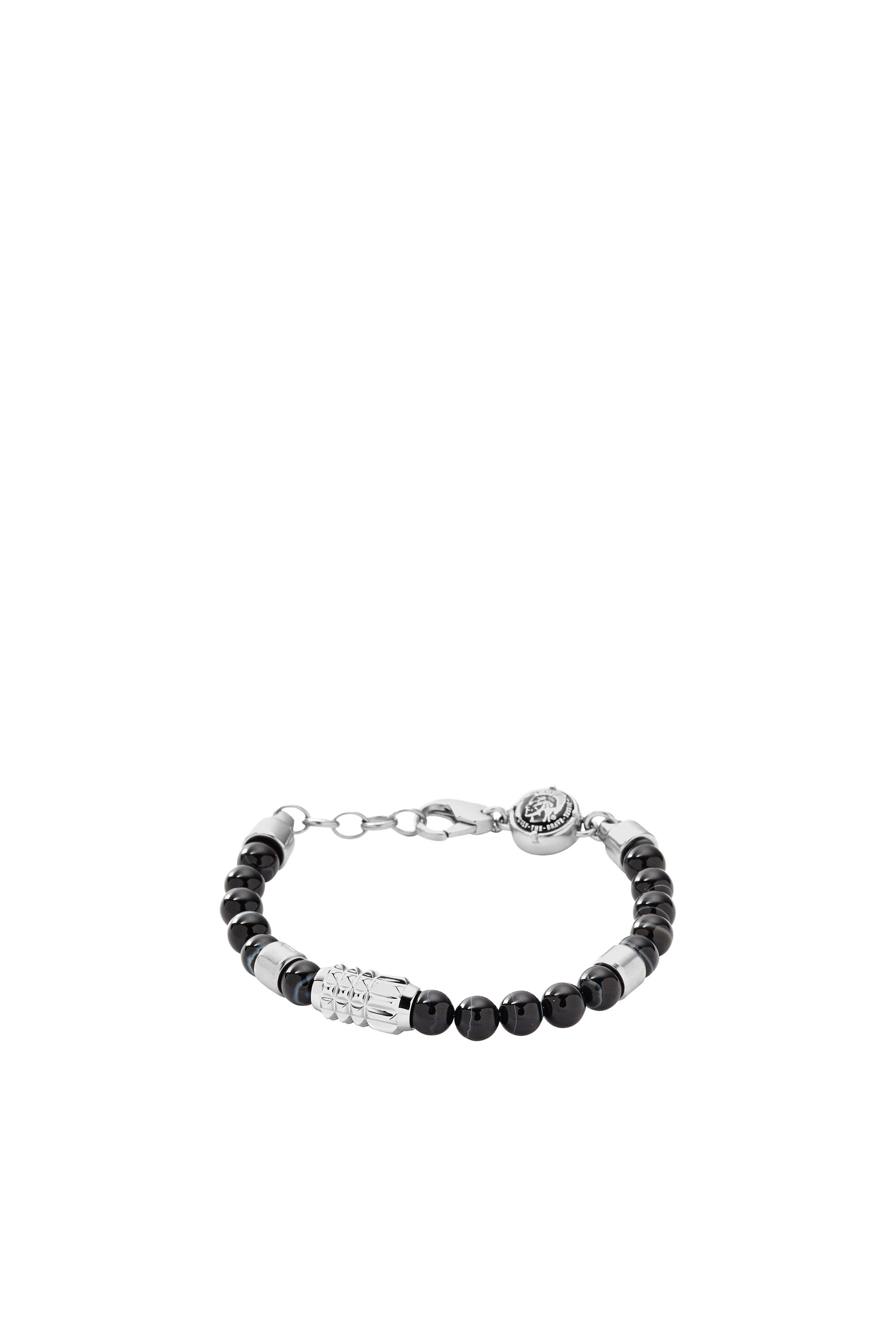 Diesel - DX0847, Man's Bracelet with black agate beads in Black/Grey - 1