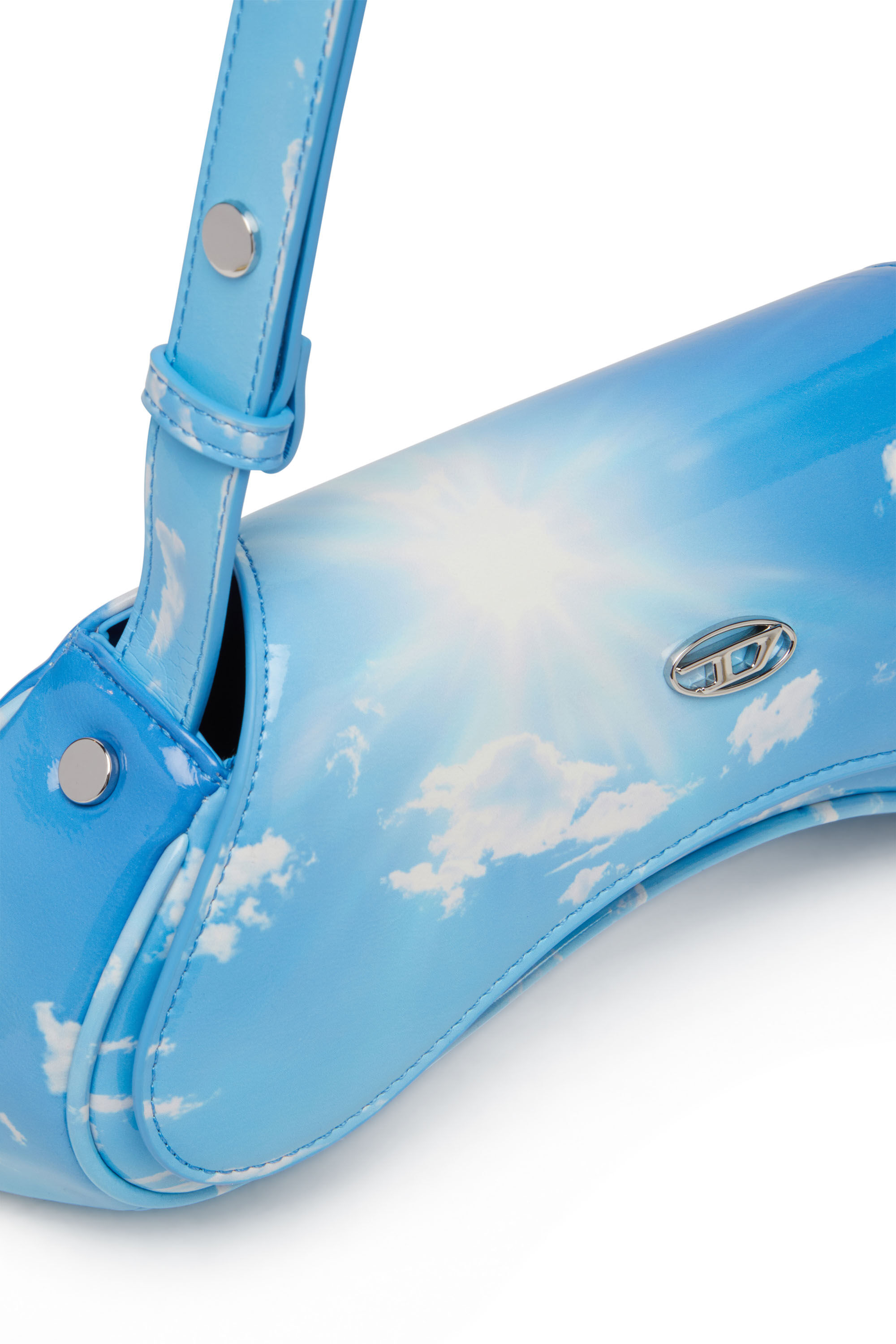 Diesel - PLAY CROSSBODY, Woman's Play-Shoulder bag in printed glossy PU in Light Blue - 2
