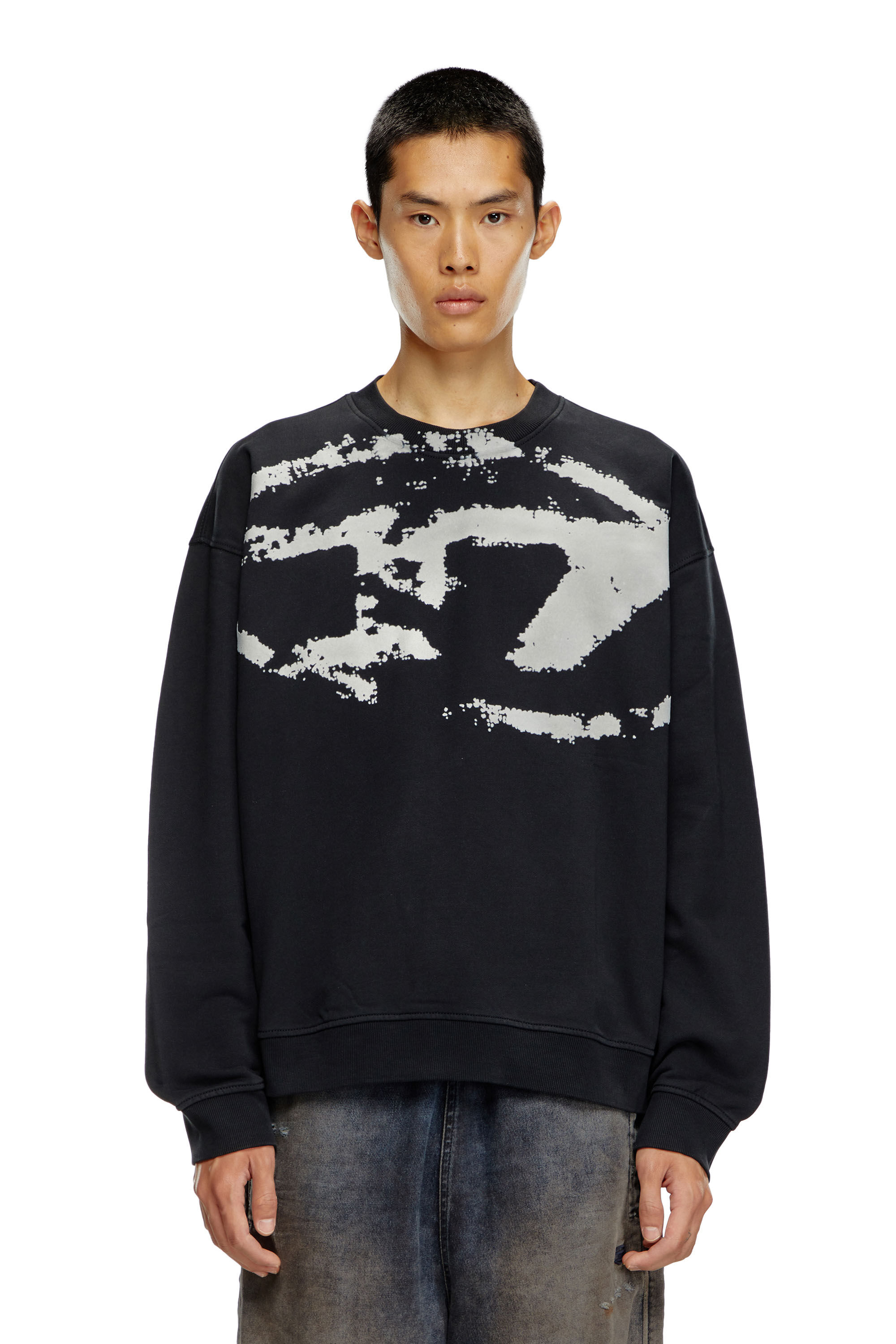 Diesel - S-BOXT-N5, Sudadera con logotipo desgastado en relieve Hombre in Negro - 5