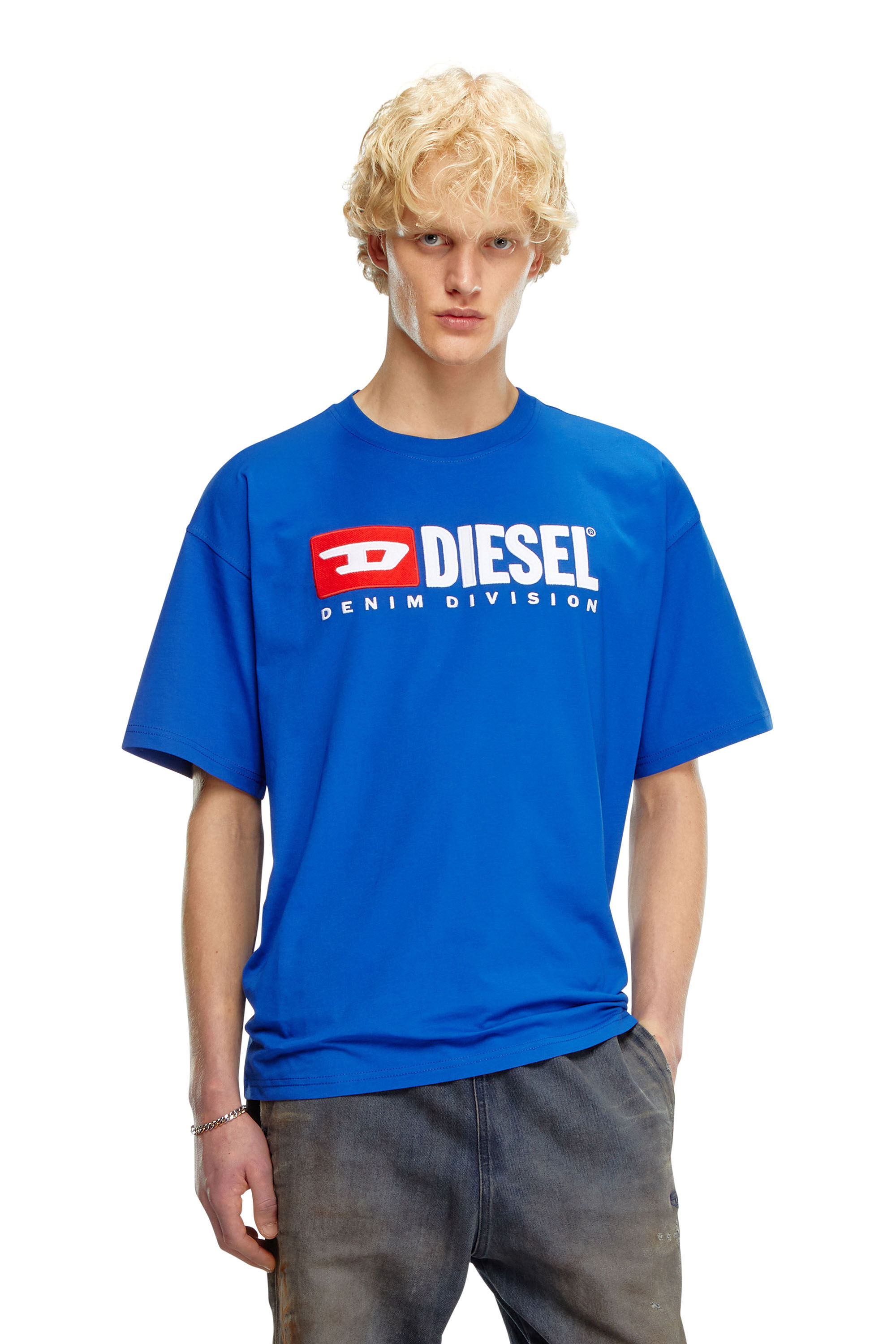 Diesel - T-BOXT-DIV, Man T-shirt with Diesel patch logo in Blue - Image 3