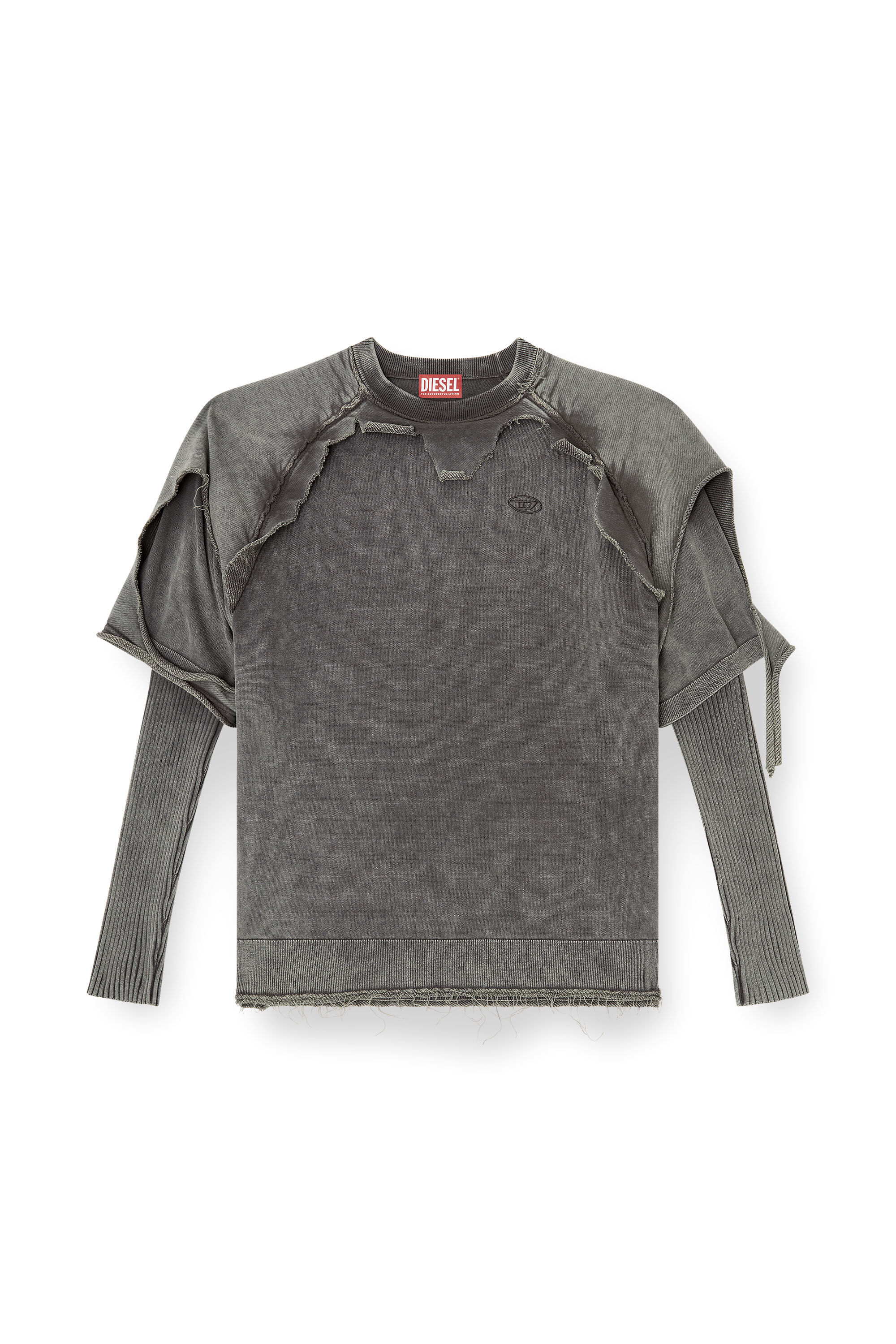 Diesel - K-PETRO, Jersey en capas con efecto destruido Hombre in Gris - 2