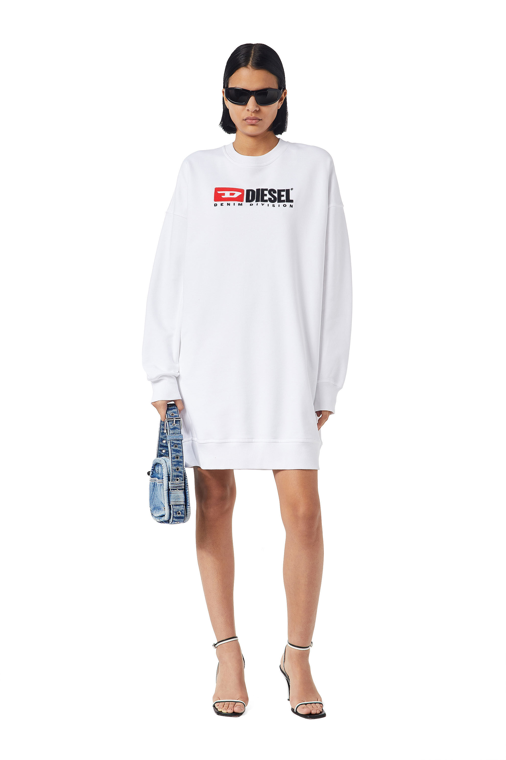 Diesel - D-ROBBIE-DIV, Woman's Sweatshirt dress with logo in White - 2