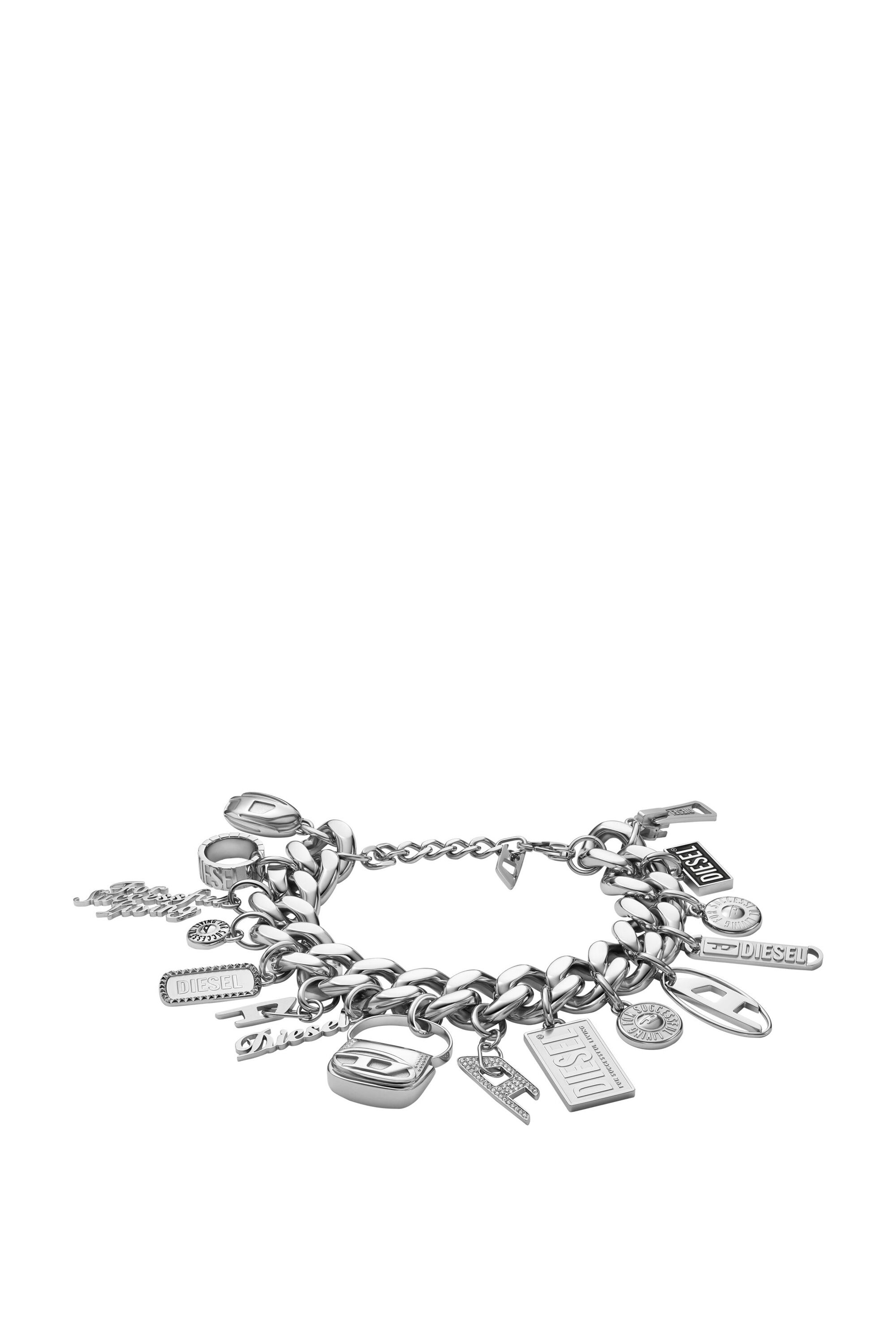 Women's Stainless steel charm chain bracelet | Silver | Diesel