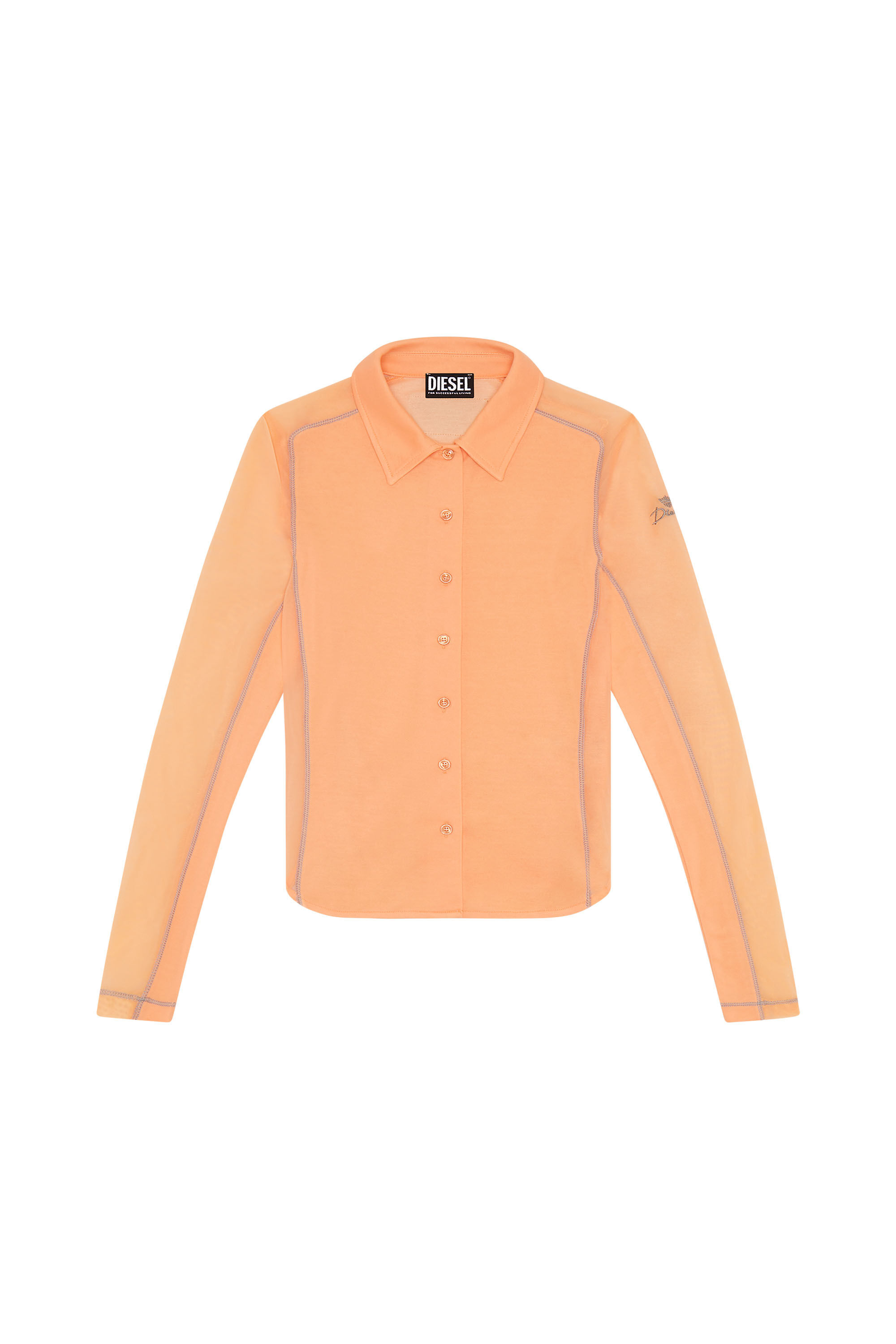 Diesel - T-NOXA, Woman's Modal blend shirt with mesh inserts in Orange - 2