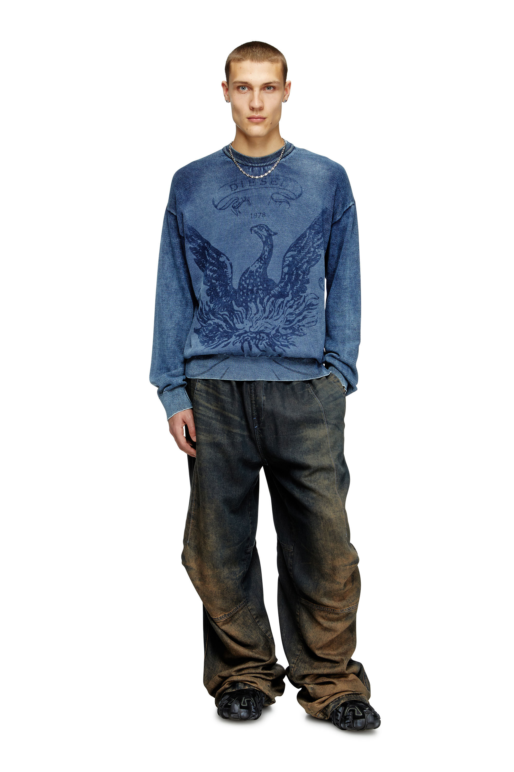 Men's Indigo jumper with Phoenix logo | Blue | Diesel
