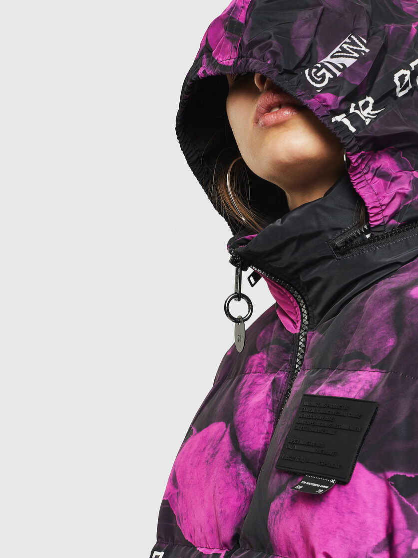 W Piatiggy Women Puffer Jacket With Floral Print Diesel