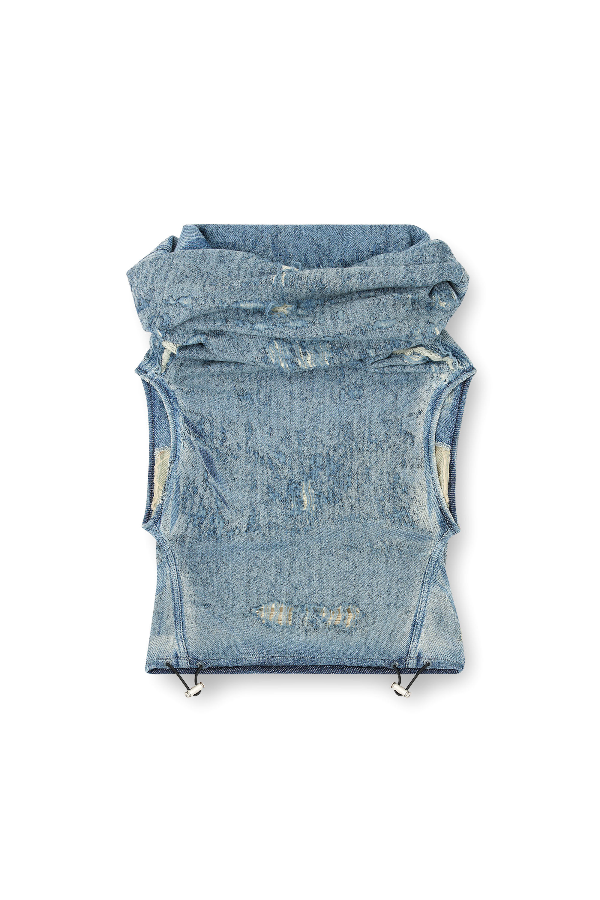 Women's Top in ultra-destroyed jacquard denim | Blue | Diesel