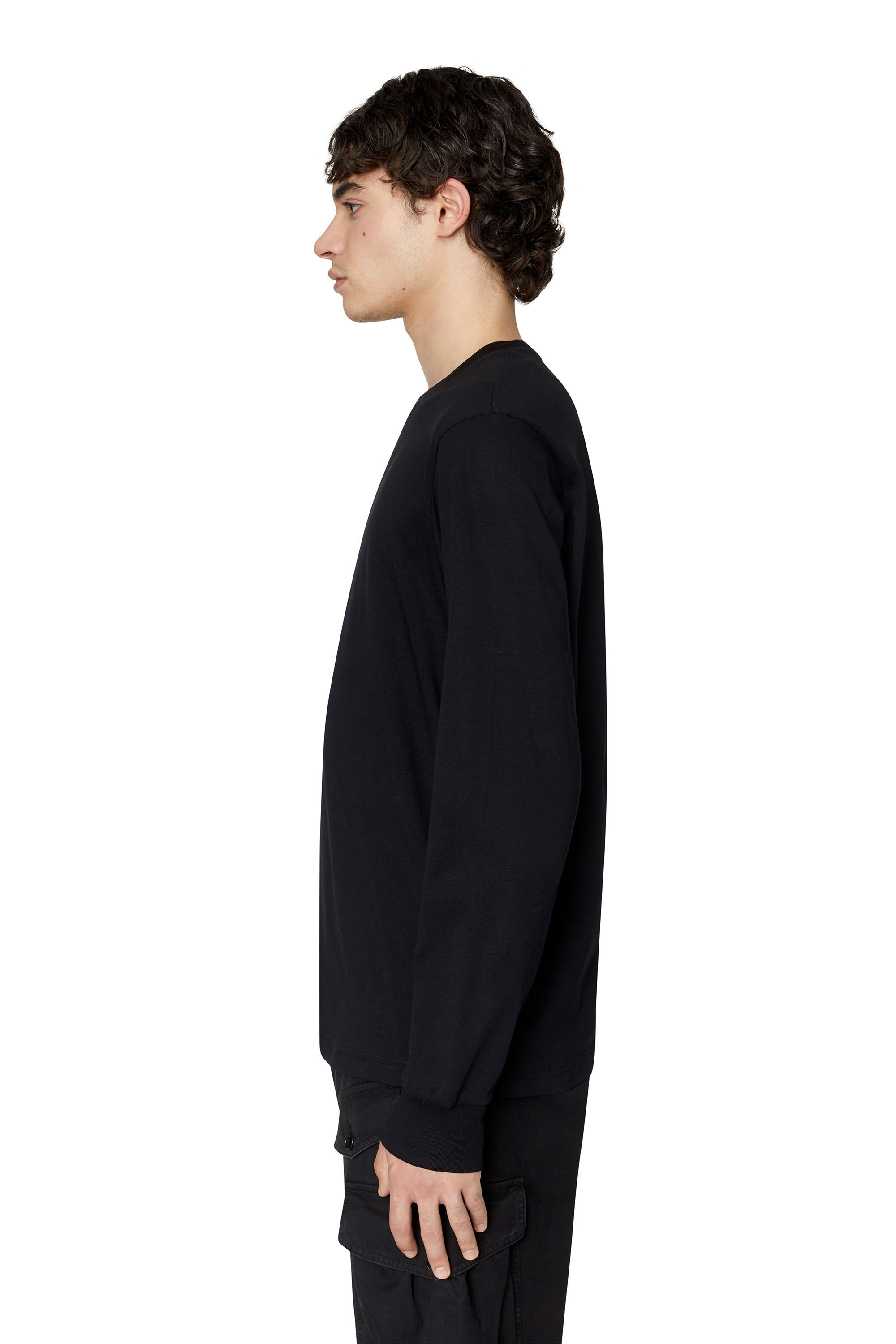 Diesel - T-JUST-LS-D, Man's Long-sleeve T-shirt with D patch in Black - 6