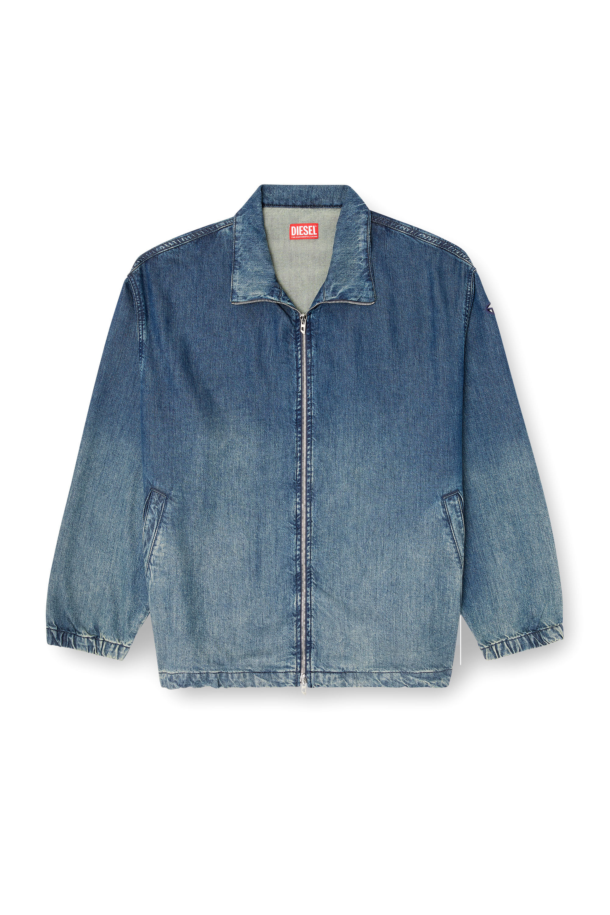 Diesel - D-KRAP-S6, Man's Zipped jacket in fluid denim in Medium blue - 2