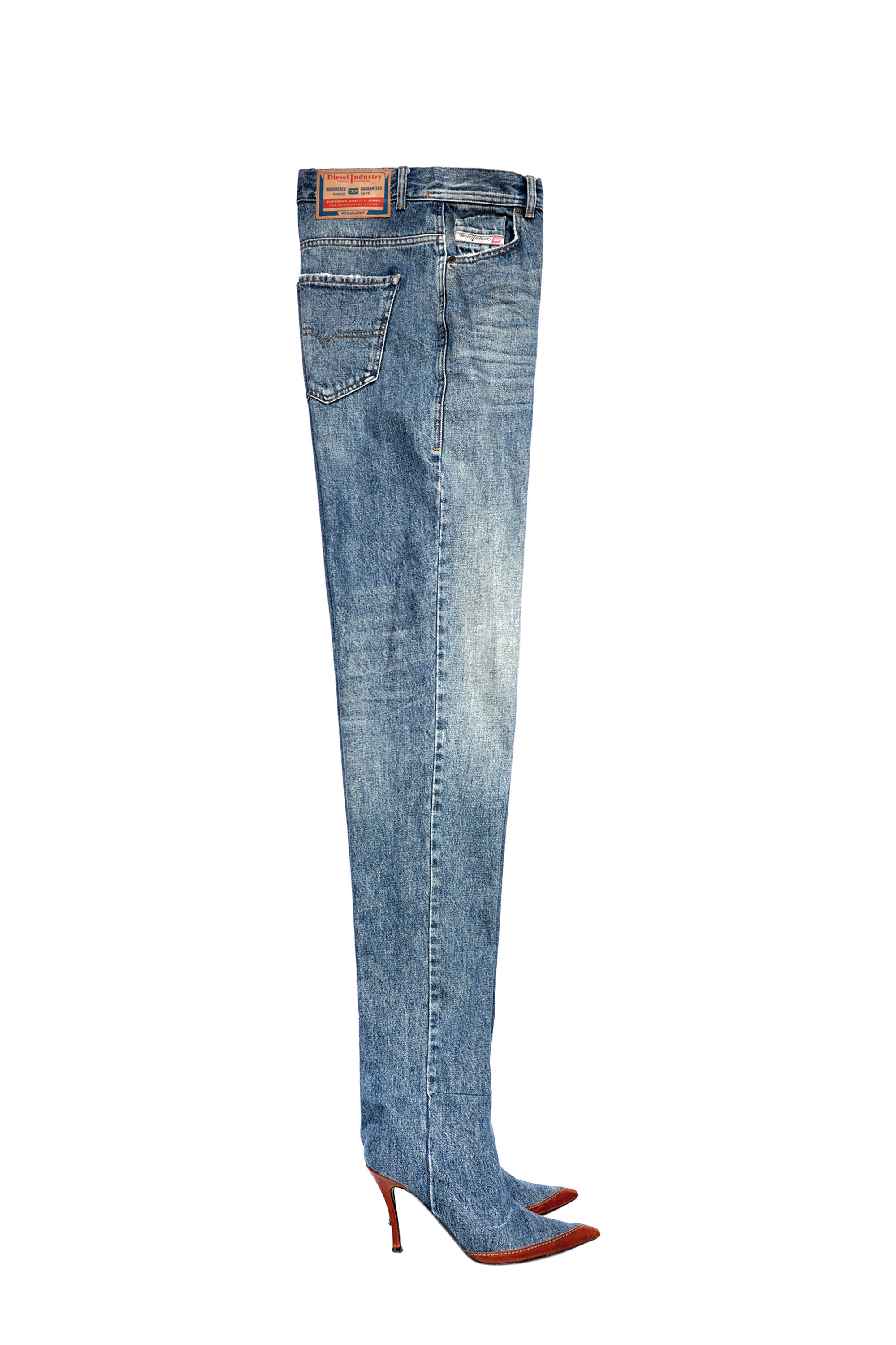 Straight Medium blue Woman Jeans with denim boots: 1956 007A7 | Diesel