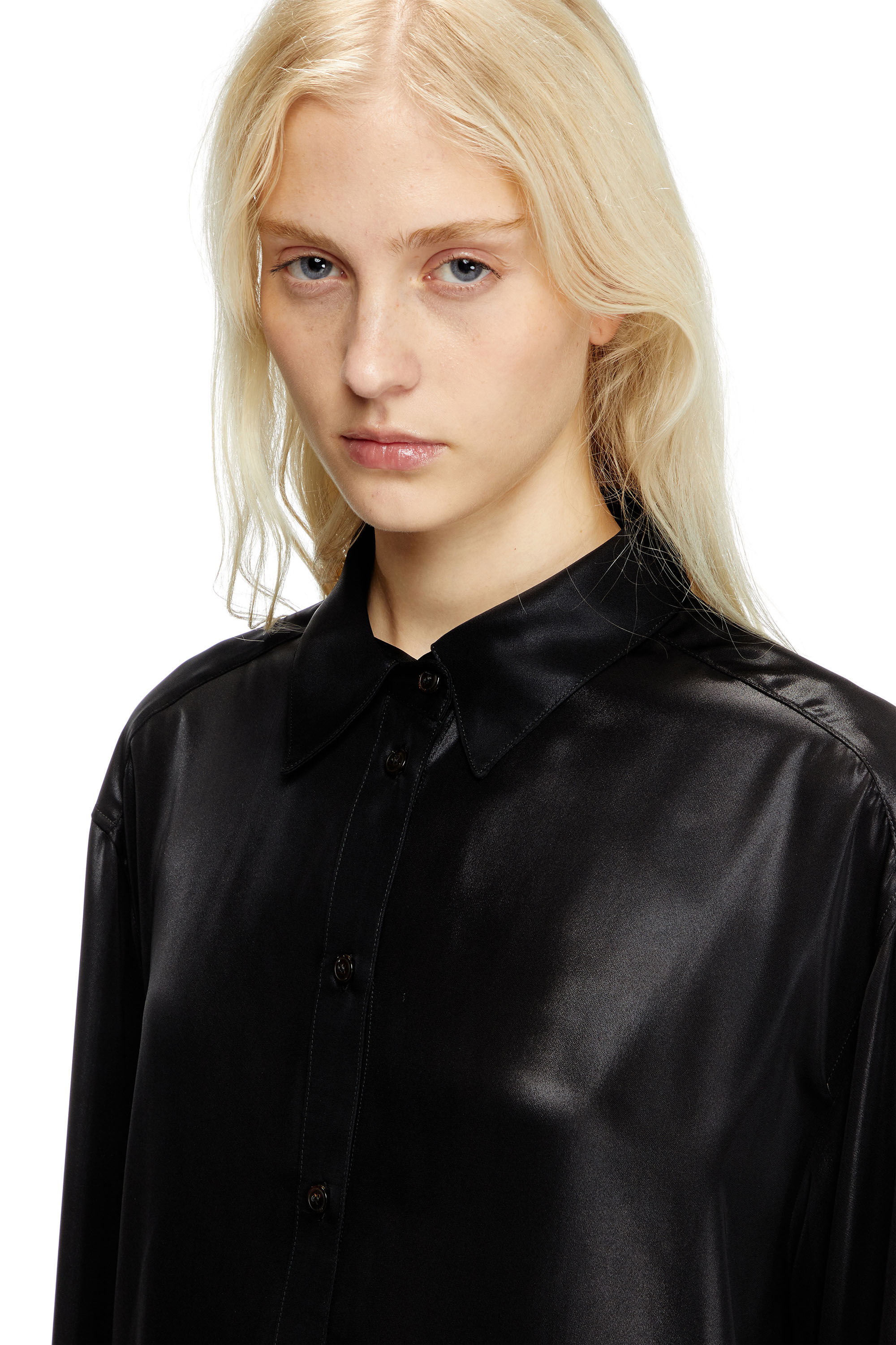 Women's Fluid shirt in laminated fabric | Black | Diesel
