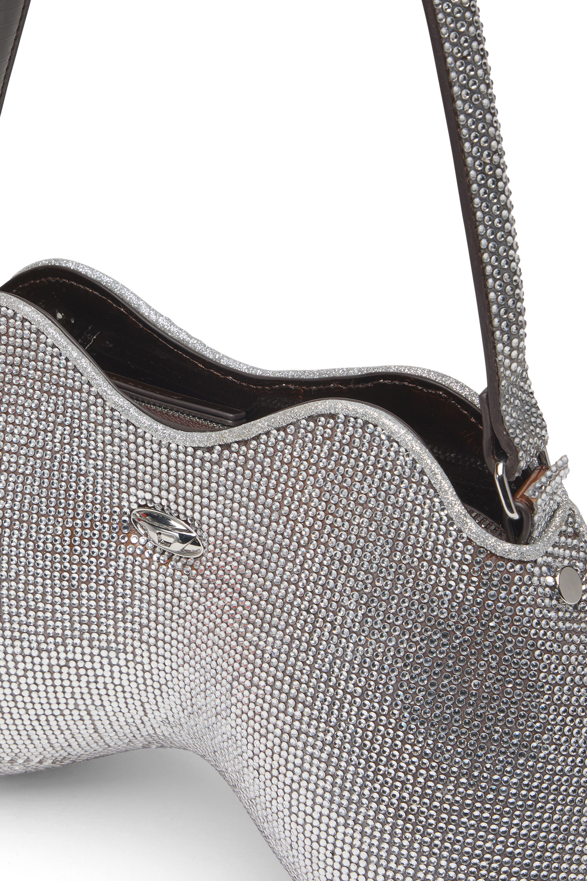 Women's Double-D-Shoulder bag with all-over crystals