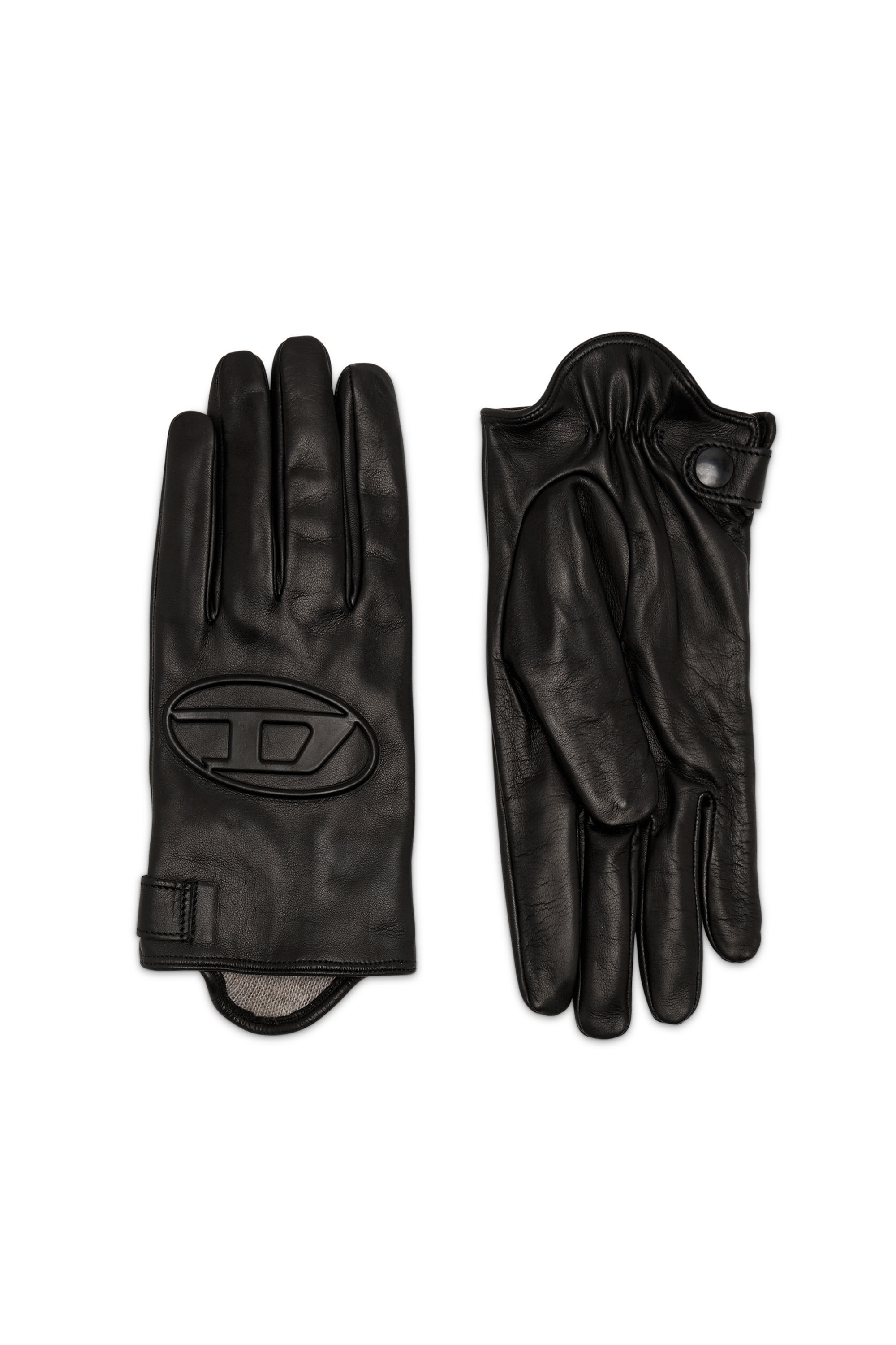 Diesel - G-REIES, Unisex's Leather gloves with 3D Oval D logo in Black - 1