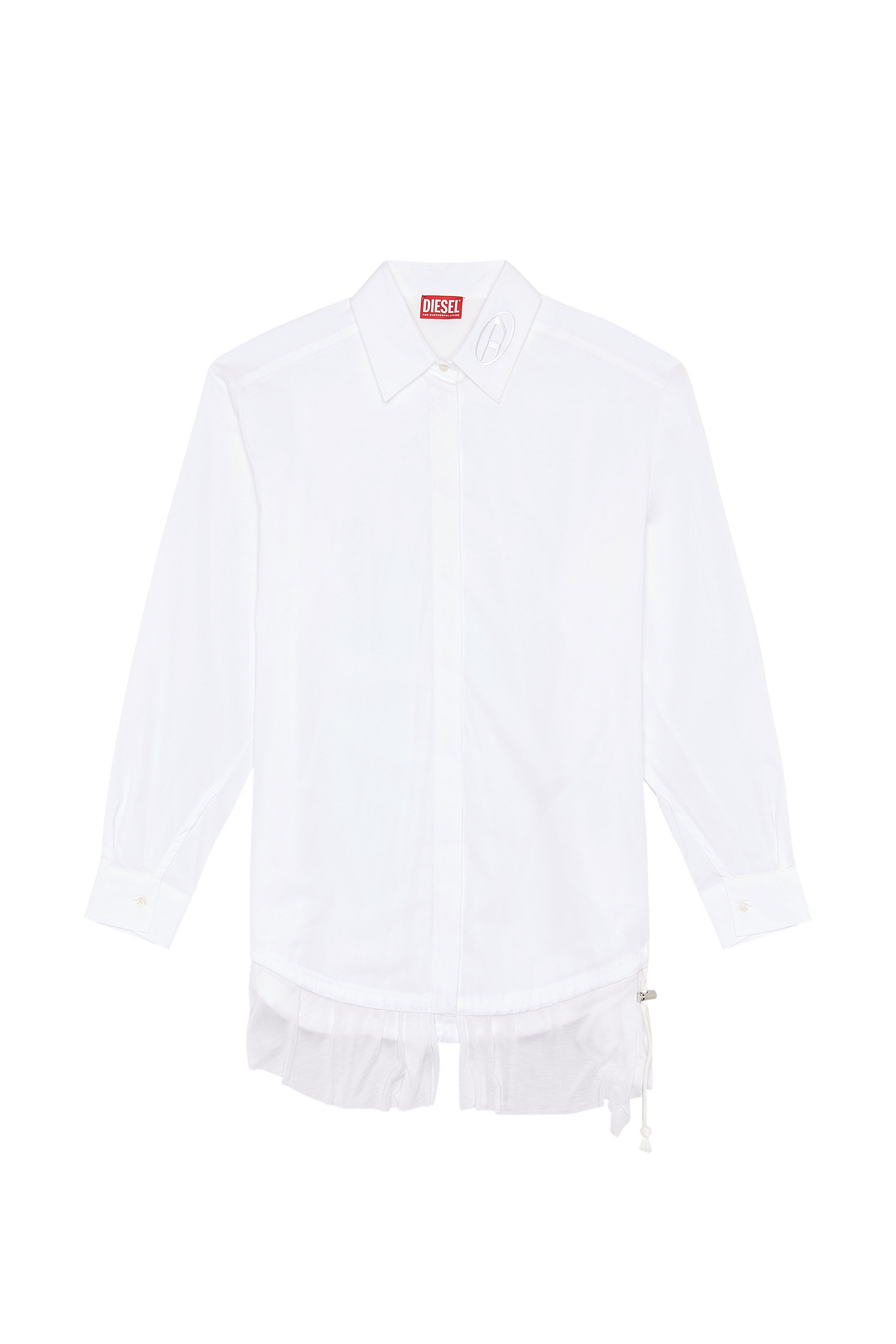 Women's Shirt dress with flouncy trim | White | Diesel