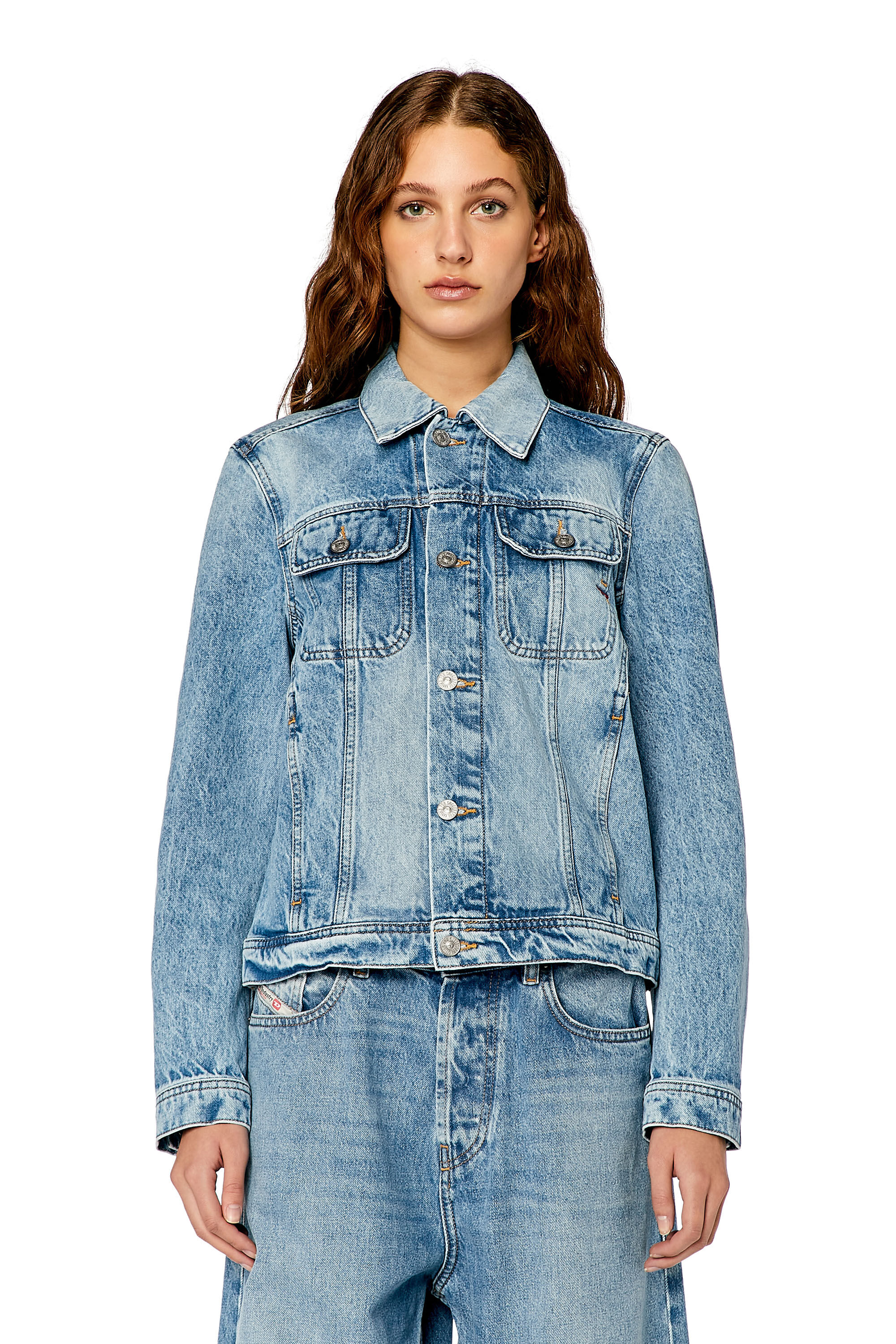 Diesel - DE-BONNY, Chaqueta trucker en denim Mujer in Azul marino - 6