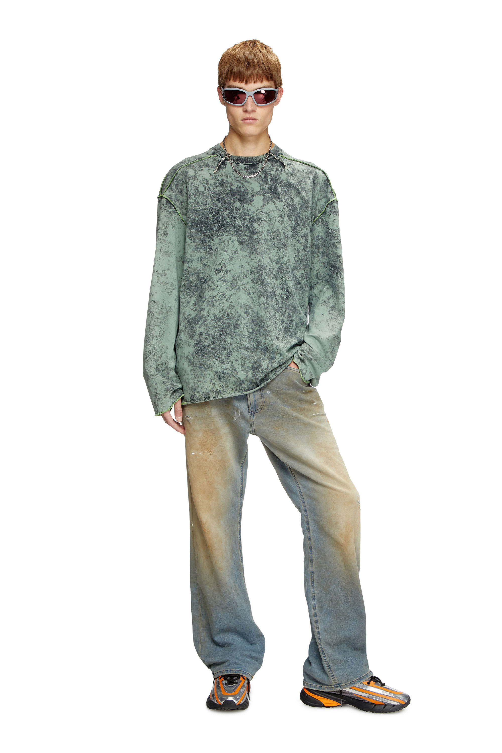 Men's Treated long-sleeve T-shirt | Green | Diesel