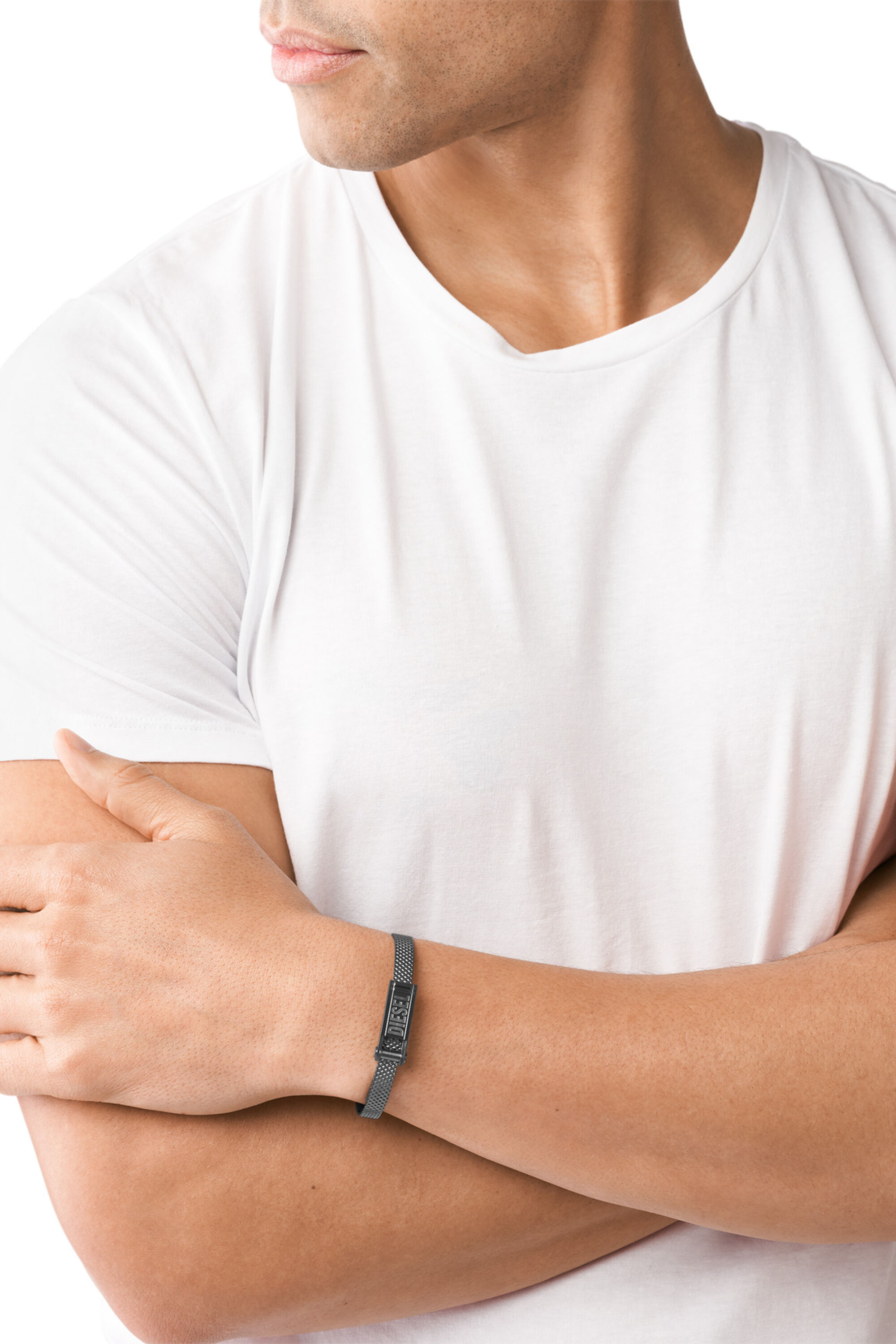 Diesel - DX1358, Pulsera apilable de acero inoxidable gris plomo Unisex in Gris - 3
