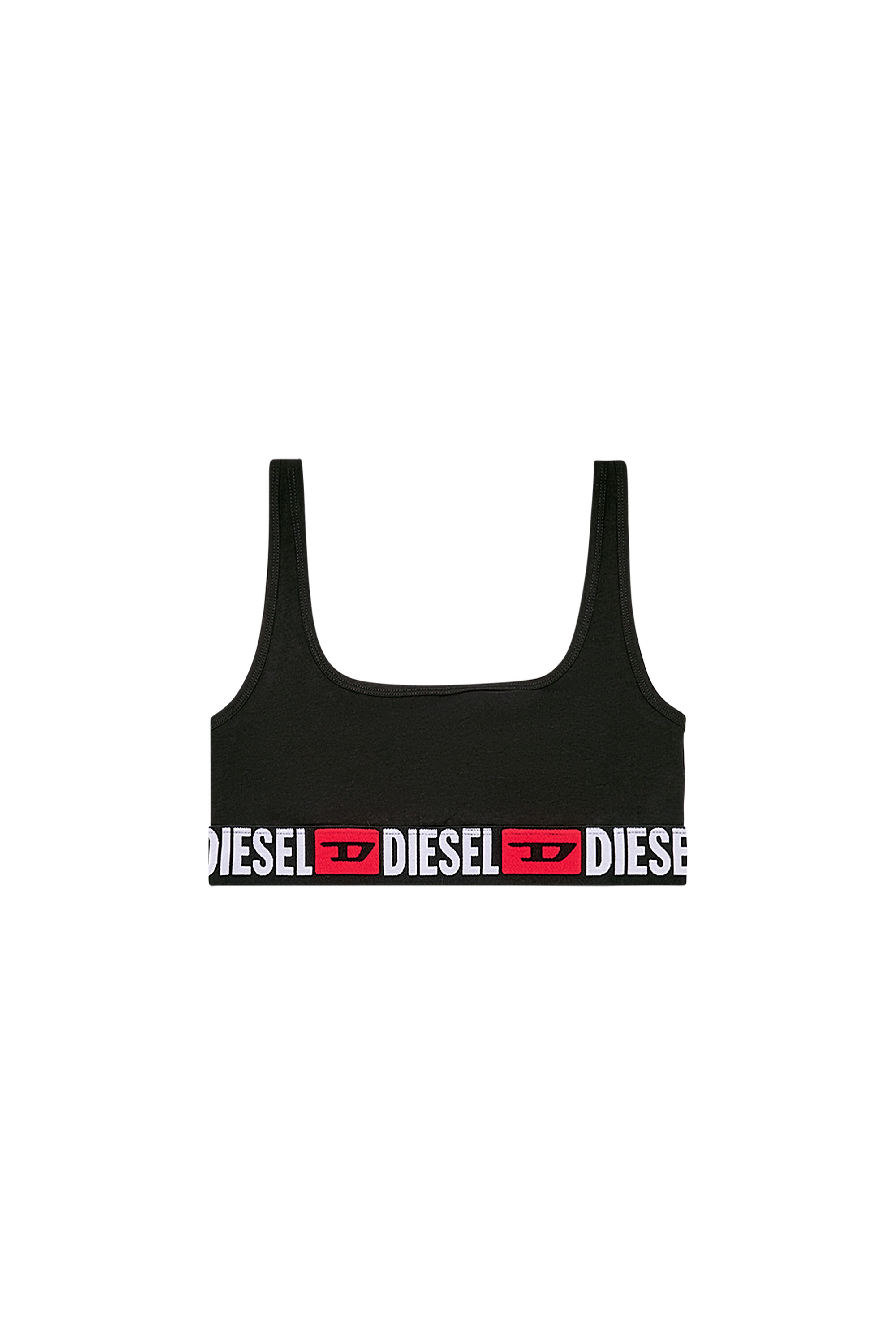 Diesel - UFSB-ORIBA, Mujer Bralette de canalé con banda con logotipo in Negro - Image 4