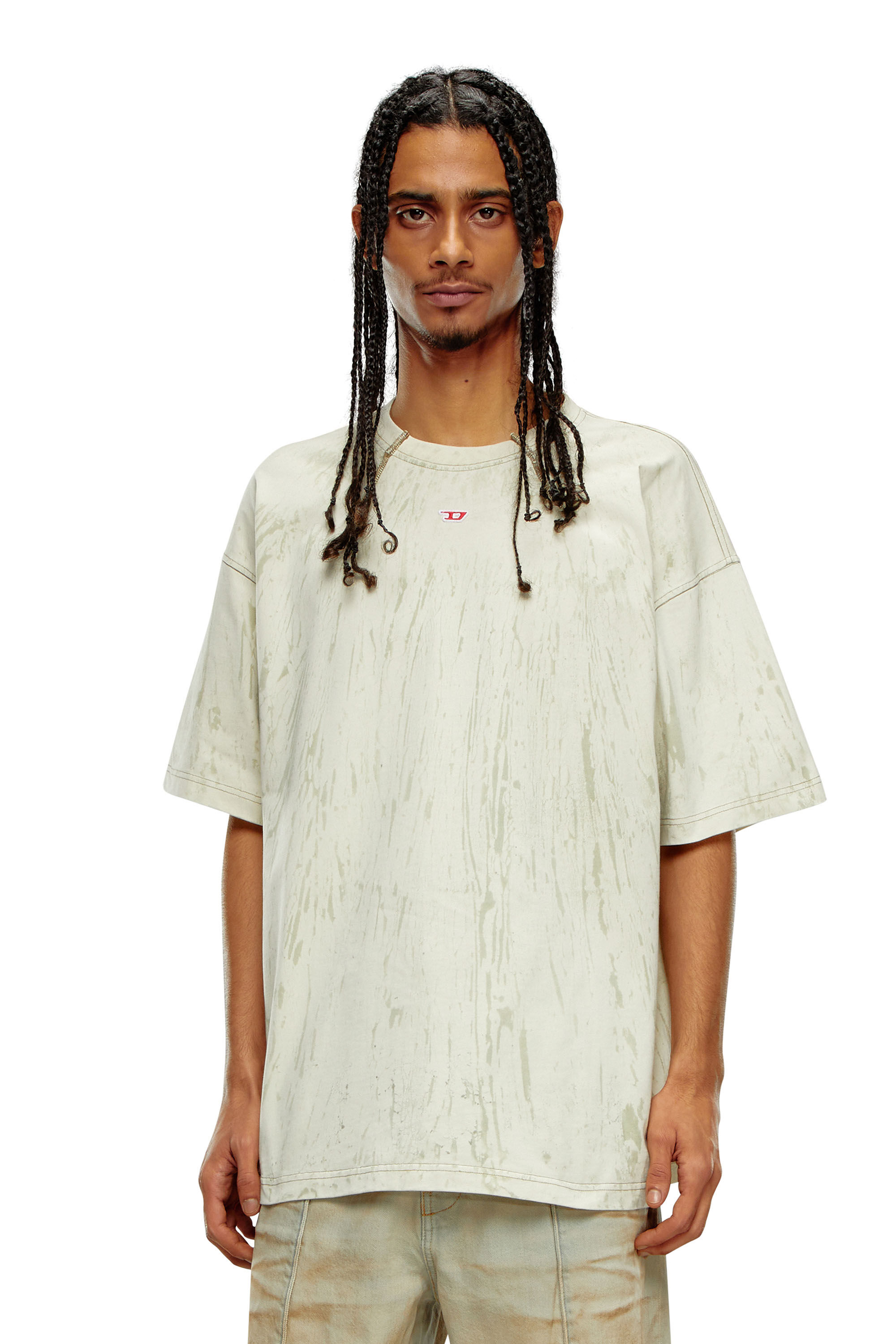 Men's T-shirt with raw-cut printed patches | White | Diesel