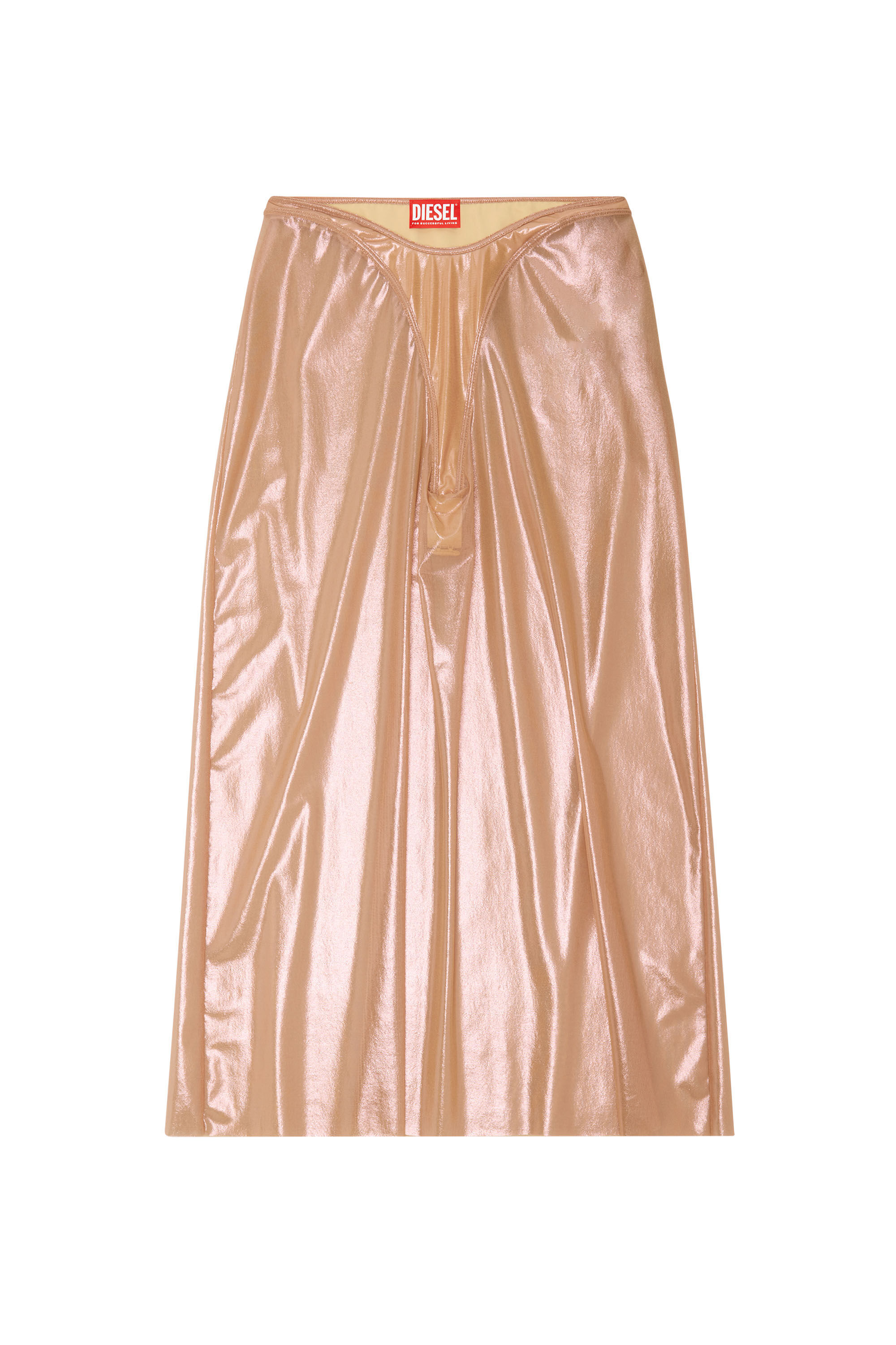 Women's Sheer midi skirt in shiny coated tulle | Pink | Diesel