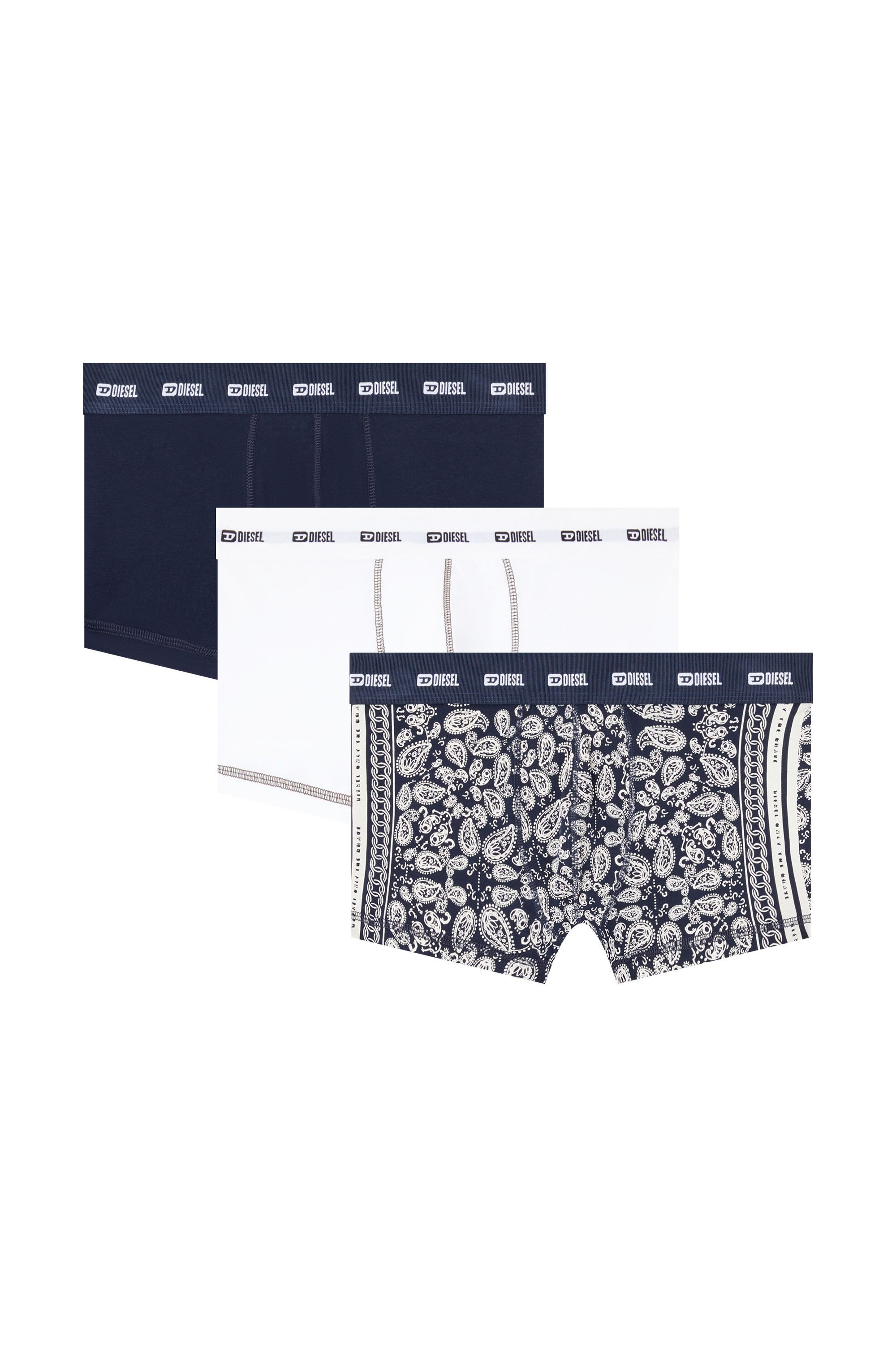 Diesel - DAMIEN-UTLT-3PACK, Man's 3-pack boxer briefs with Bandana print in Blue/White - 4