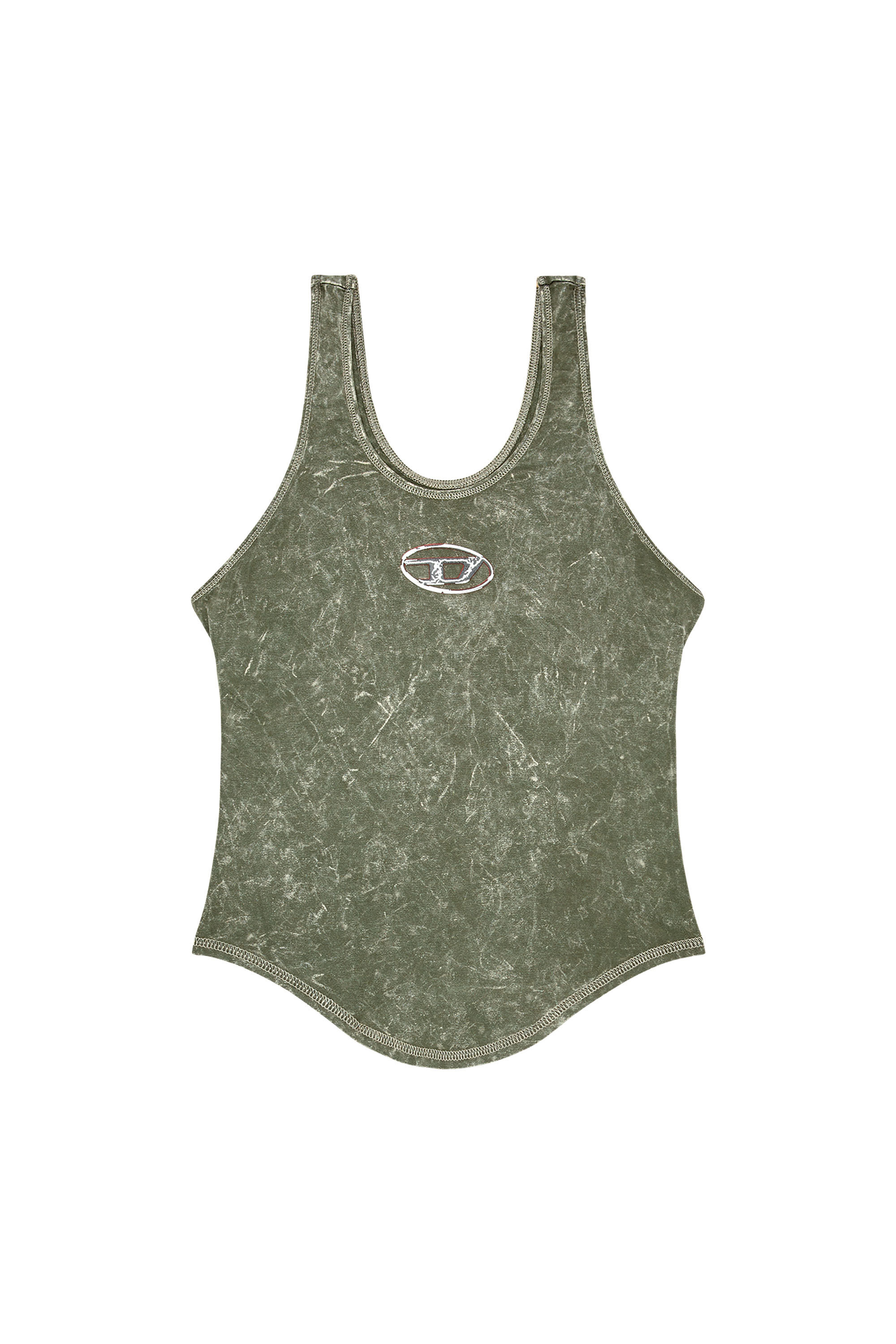Diesel - T-AVENA-P1, Camiseta de espalda abierta con efecto mármol Mujer in Verde - 2