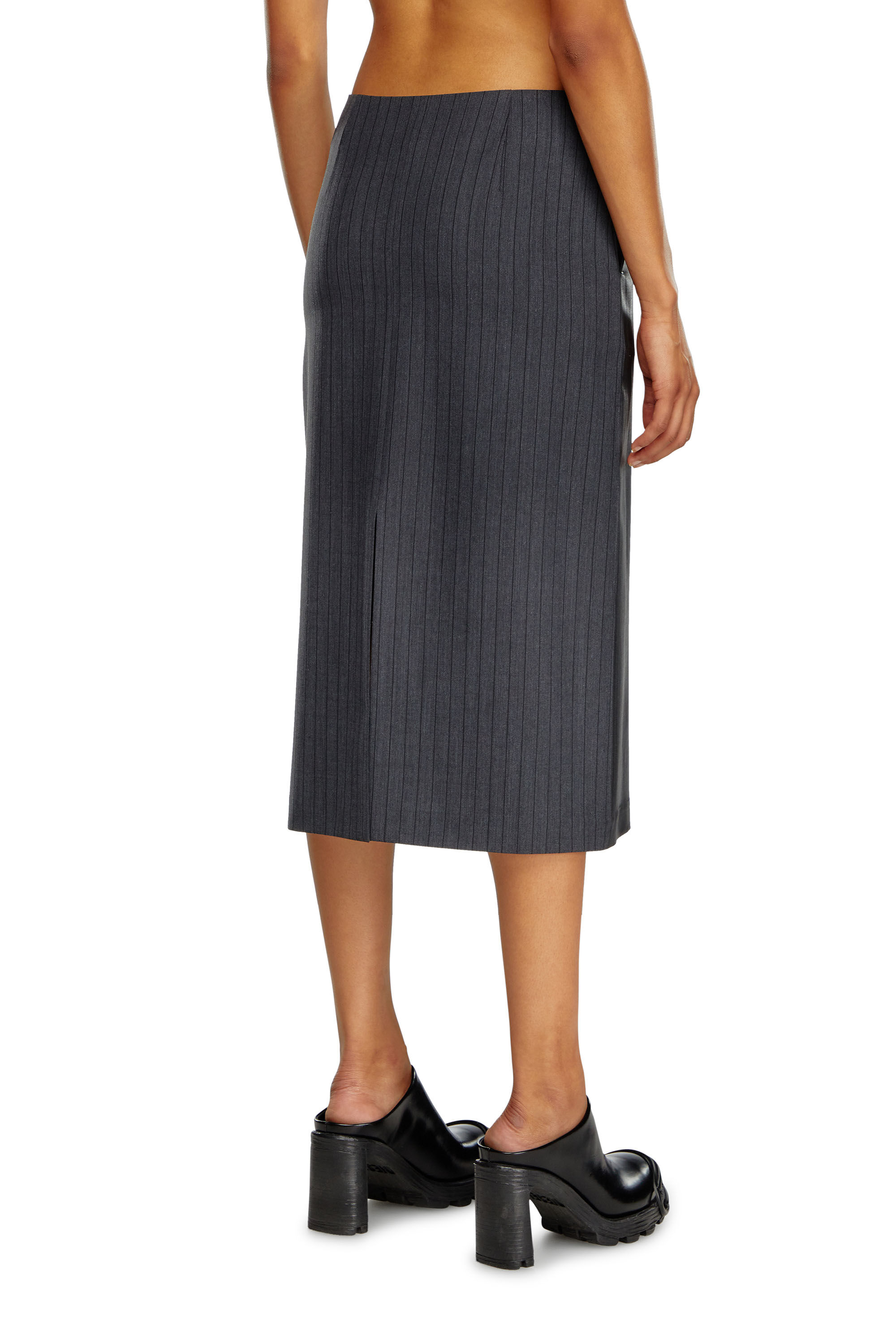 Women's Pinstripe skirt with coated front | Black | Diesel