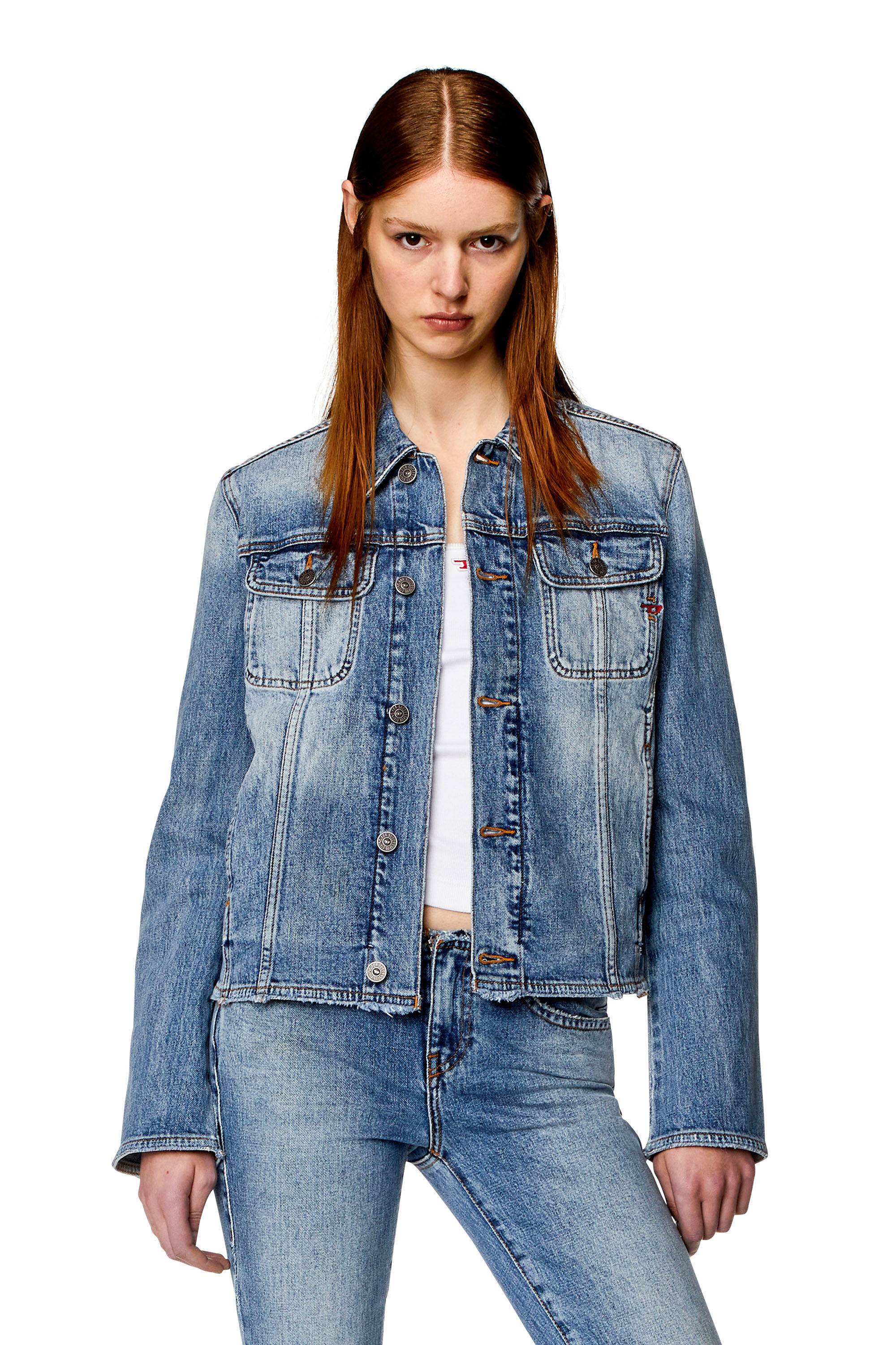 Women's Trucker jacket in comfort denim | Blue | Diesel