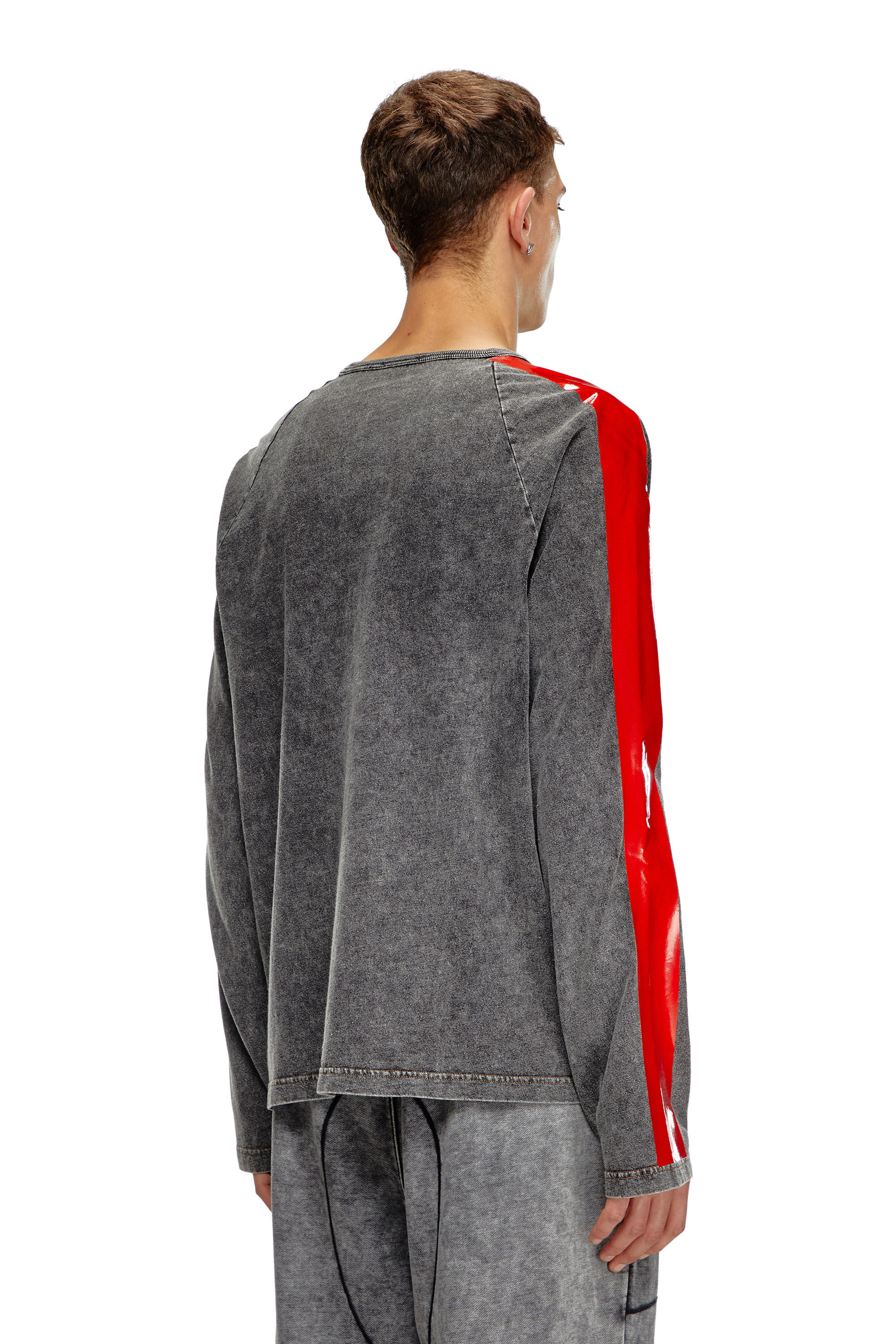 Diesel - T-REDROXT, Camiseta de manga larga con bandas brillantes Hombre in Negro - 4
