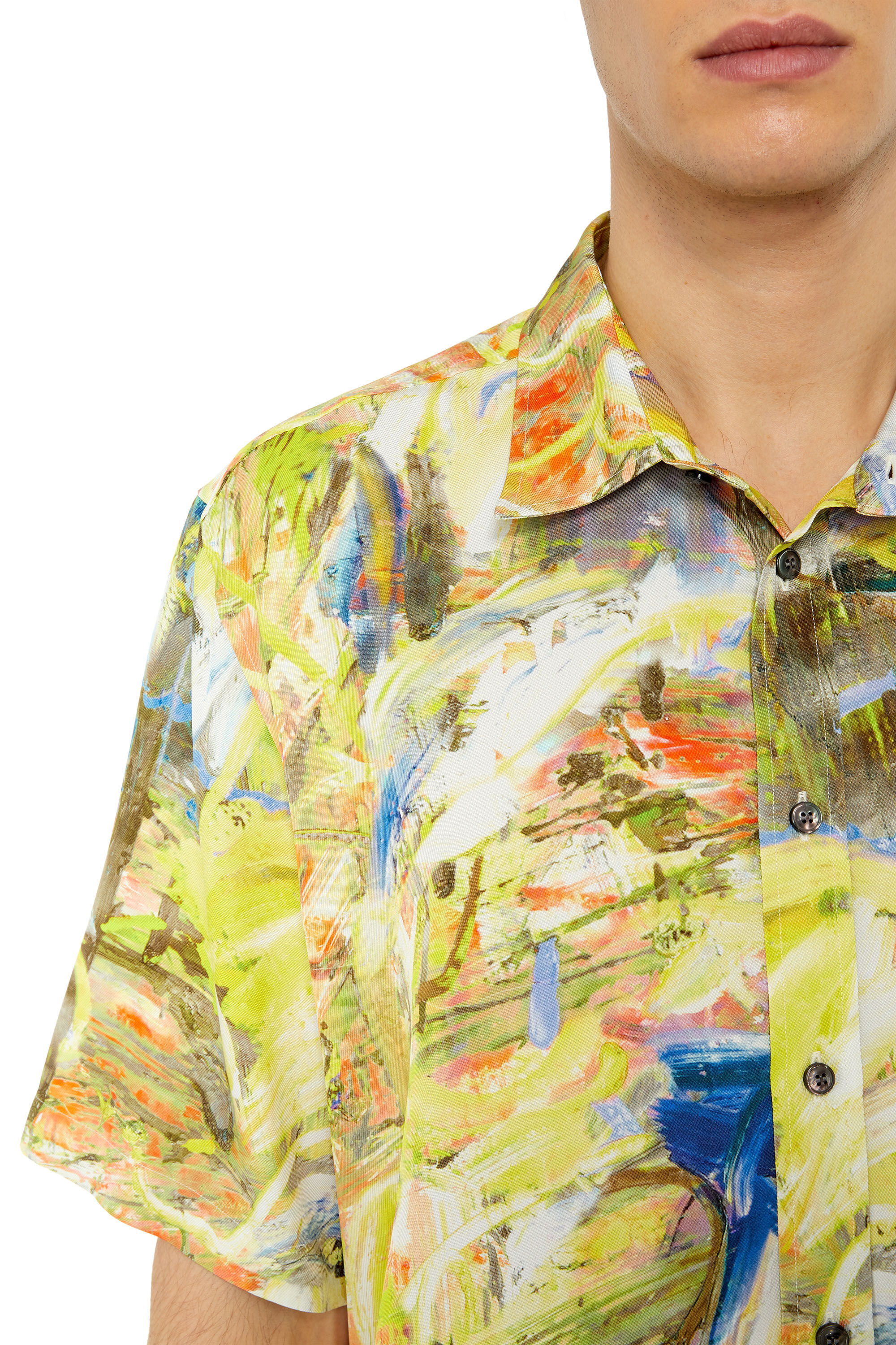 日本に sleeve Short Man: S-UMBE-SSL-PRINT shirt twill printed in トップス