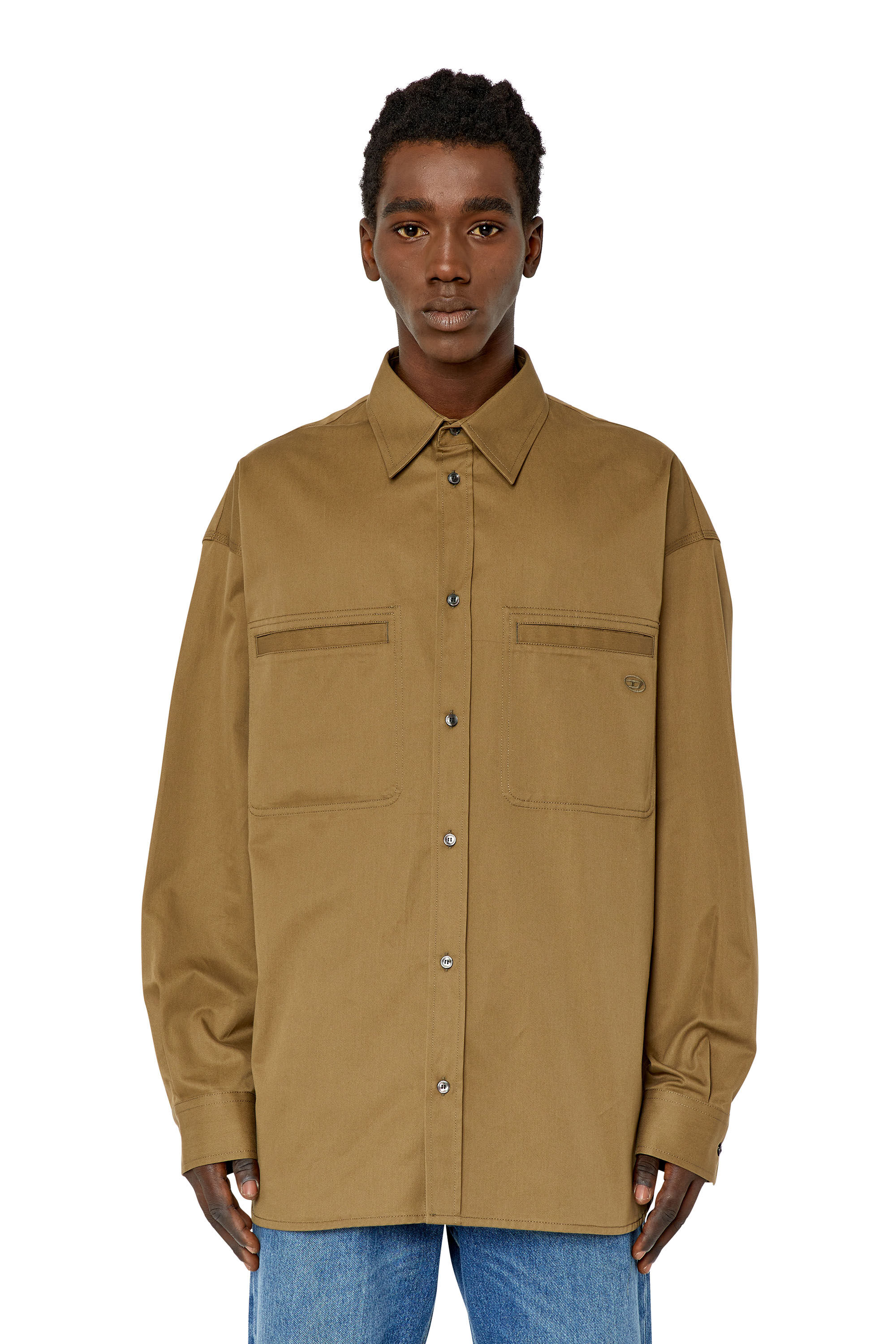 S-DEWNY Man: Oversized shirt with logo embroidery | Diesel