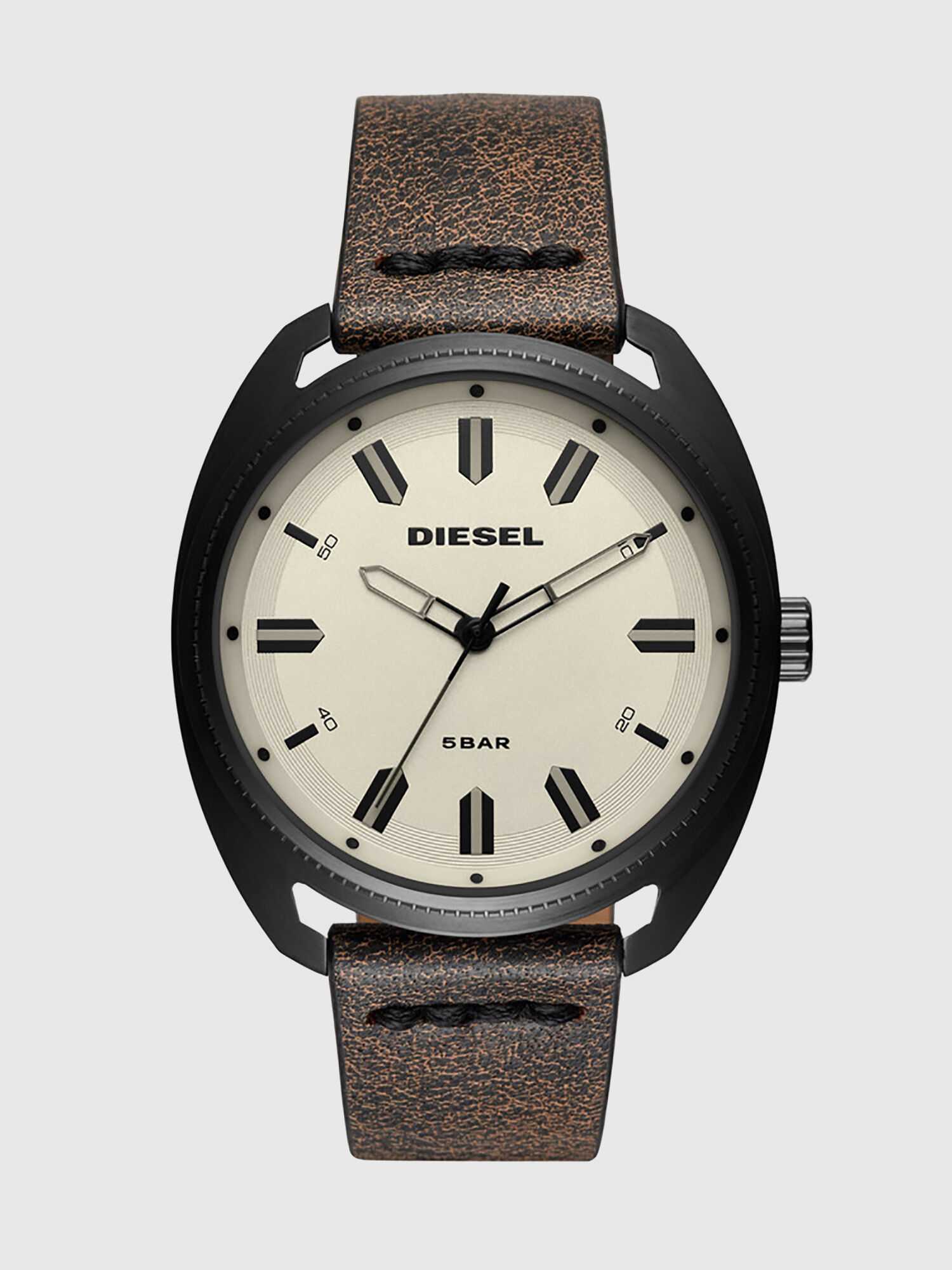 Diesel - DZ1836, Fastback reloj con esfera color crema y correa en piel marrón, 45 mm Hombre in Marrón - 1