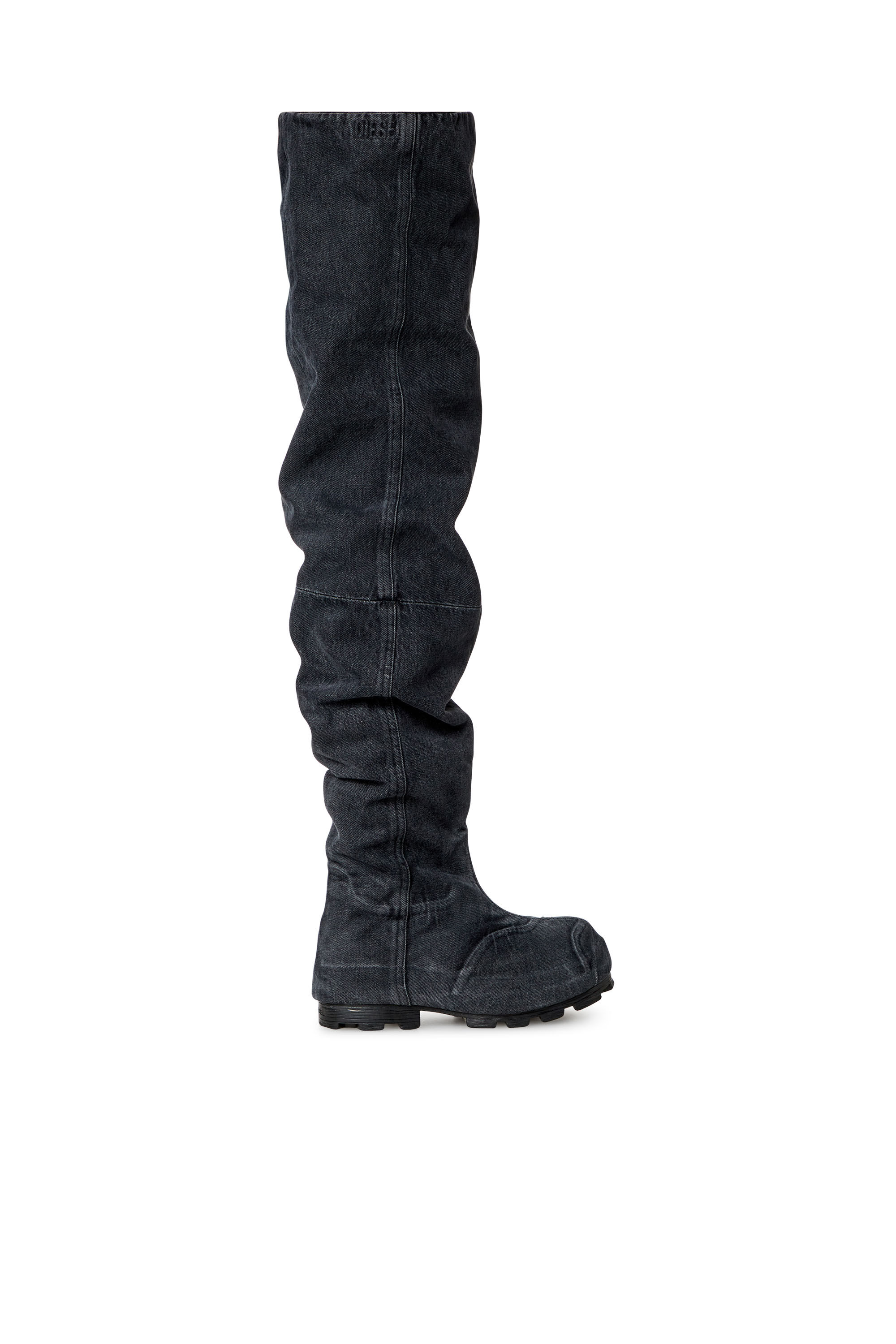 Diesel - D-HAMMER TBT MD, Man's D-Hammer Tbt Md Boots - Over-the-knee boots in washed denim in Black - 1