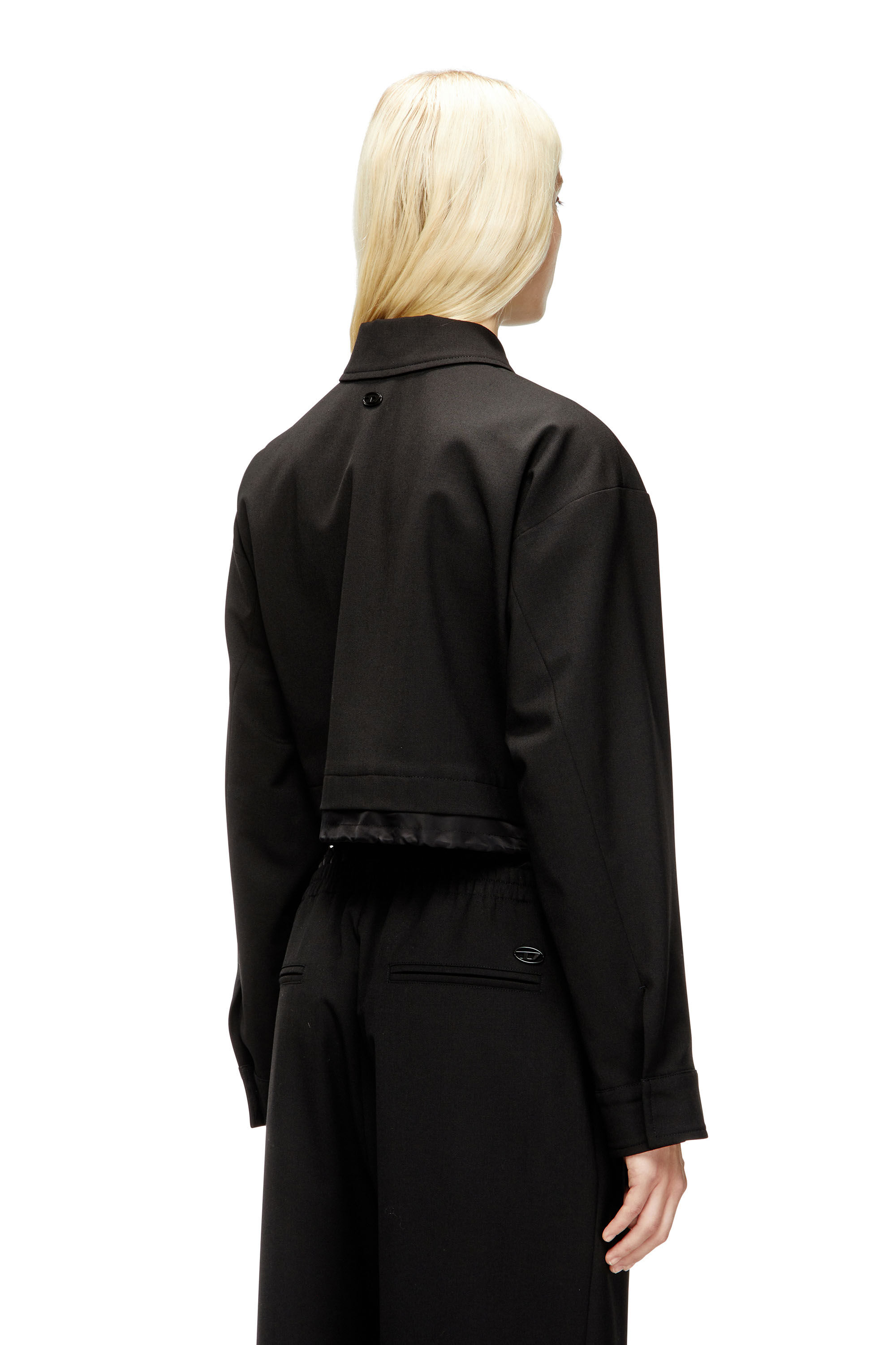 Diesel - J-TING-FEM-R2, Woman's Cropped jacket in tailoring fabric and nylon in Black - 5