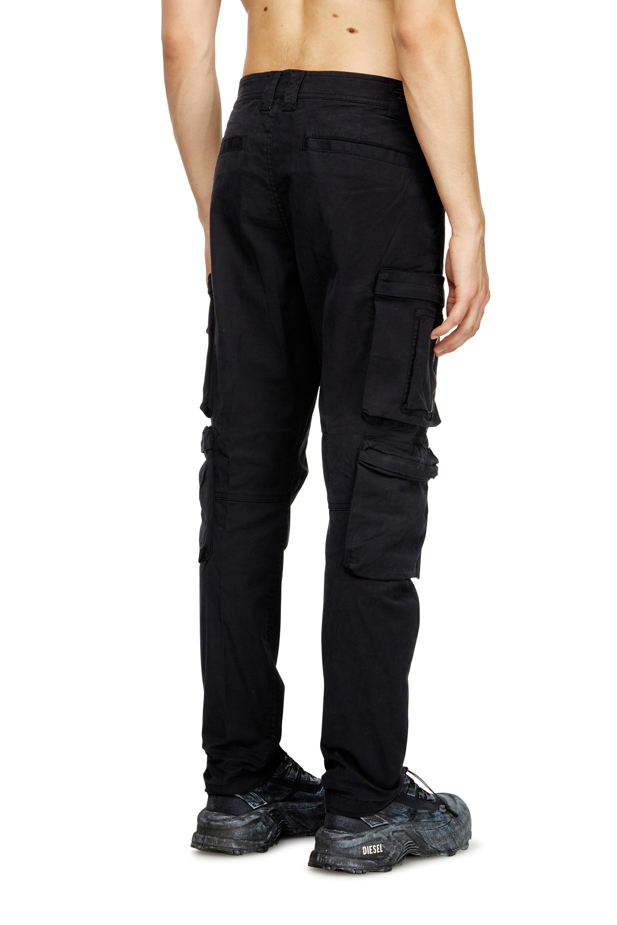 Diesel - P-ARLEM, Man's Cargo pants with zip pocket in Black - 5