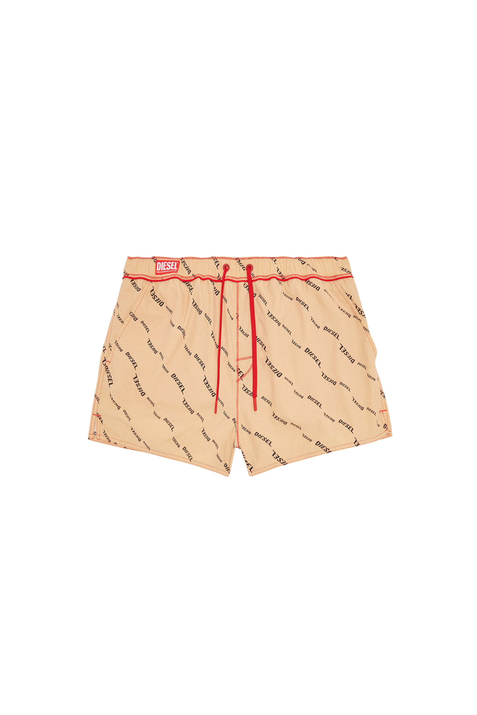 Diesel - BMBX-MIKE, Man's Nude swim shorts with logo print in Beige - 1