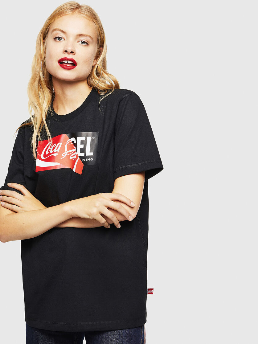Cc T Just Cola Recycled Fabric Black T Shirt Diesel X Coca Cola