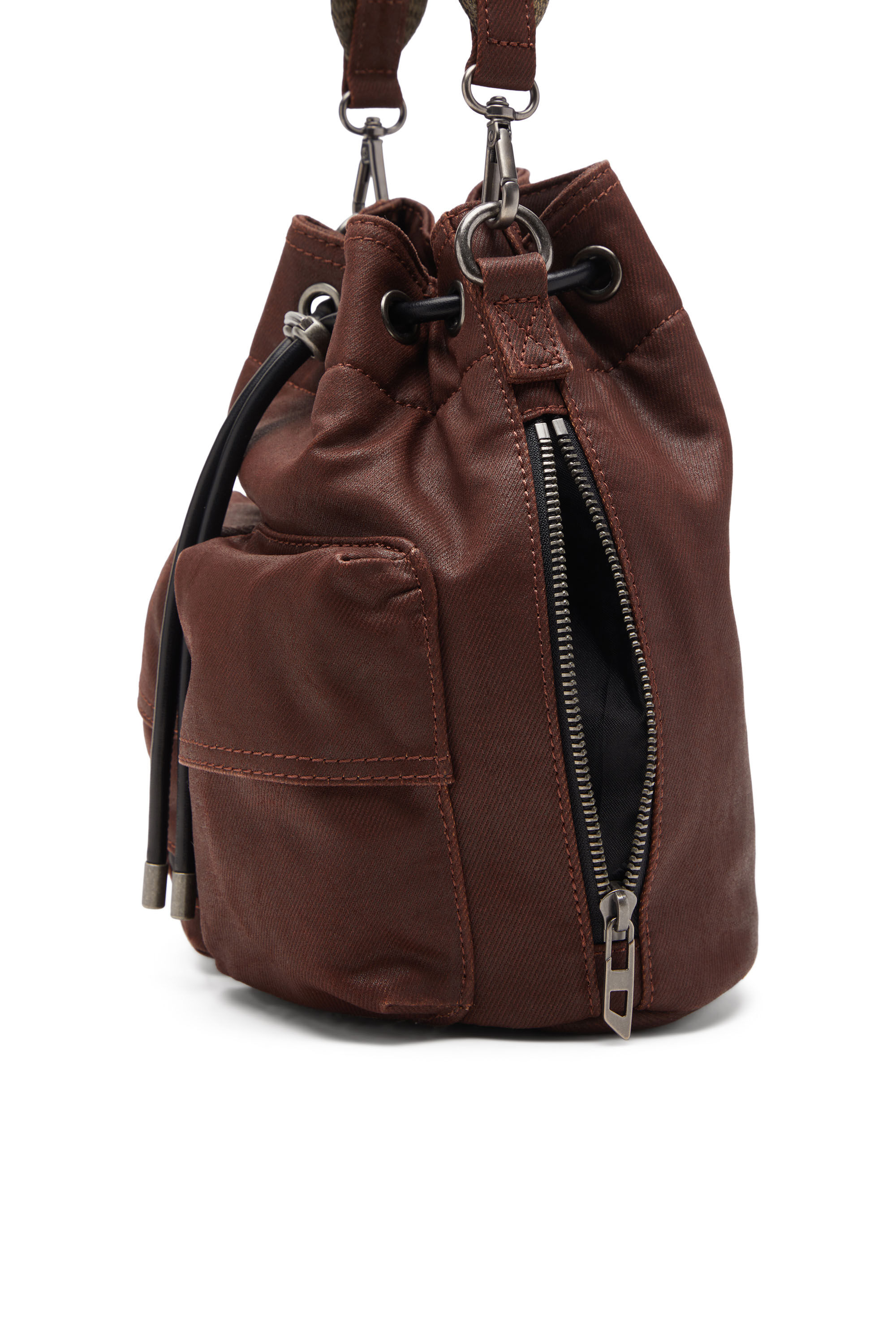 Diesel - MULTI-PKTS BUCKET X, Unisex's Multi-Pkts - Cotton bag with multiple pockets in Brown - 5